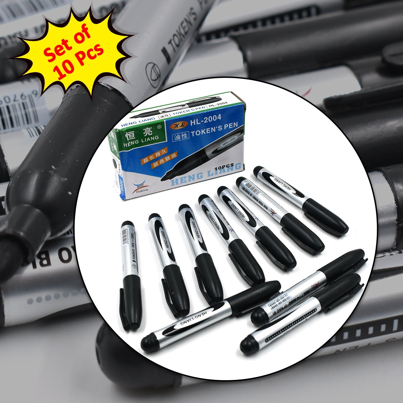 10 Pc Black Marker Used In All Kinds Of School College And Official Places For Studies And Teaching Among The Students. - Happy Price - Image 1