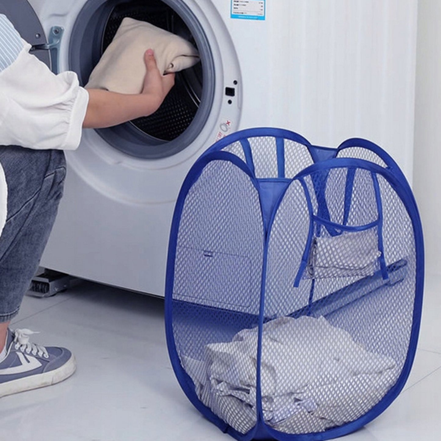 Foldable Collapsible Mesh Laundry Bag Pack Of 1 (Mix Color) - Happy Price - Image 3