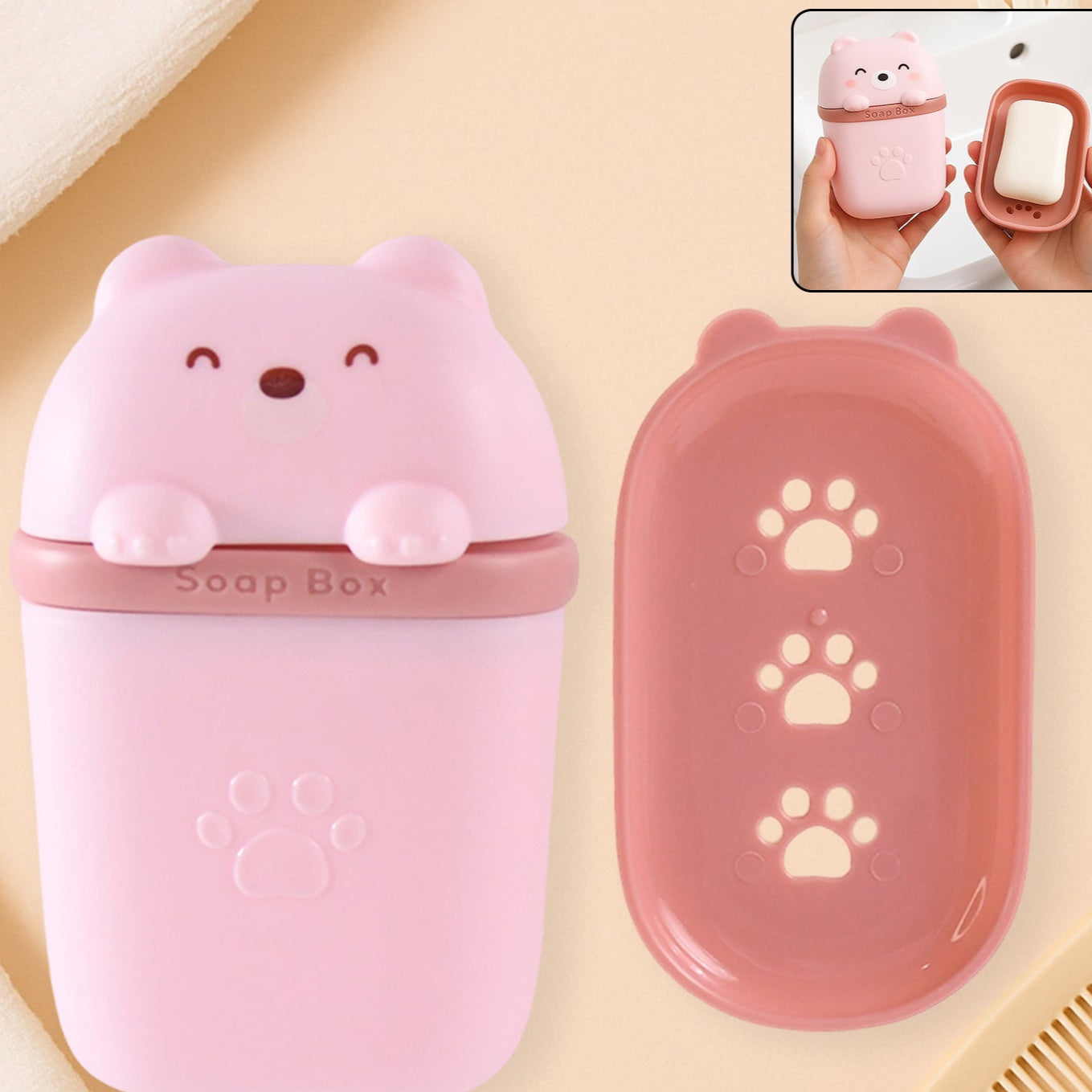 Cute Bear Shaped Soap Case (1 Pc) - Happy Price - Image 1