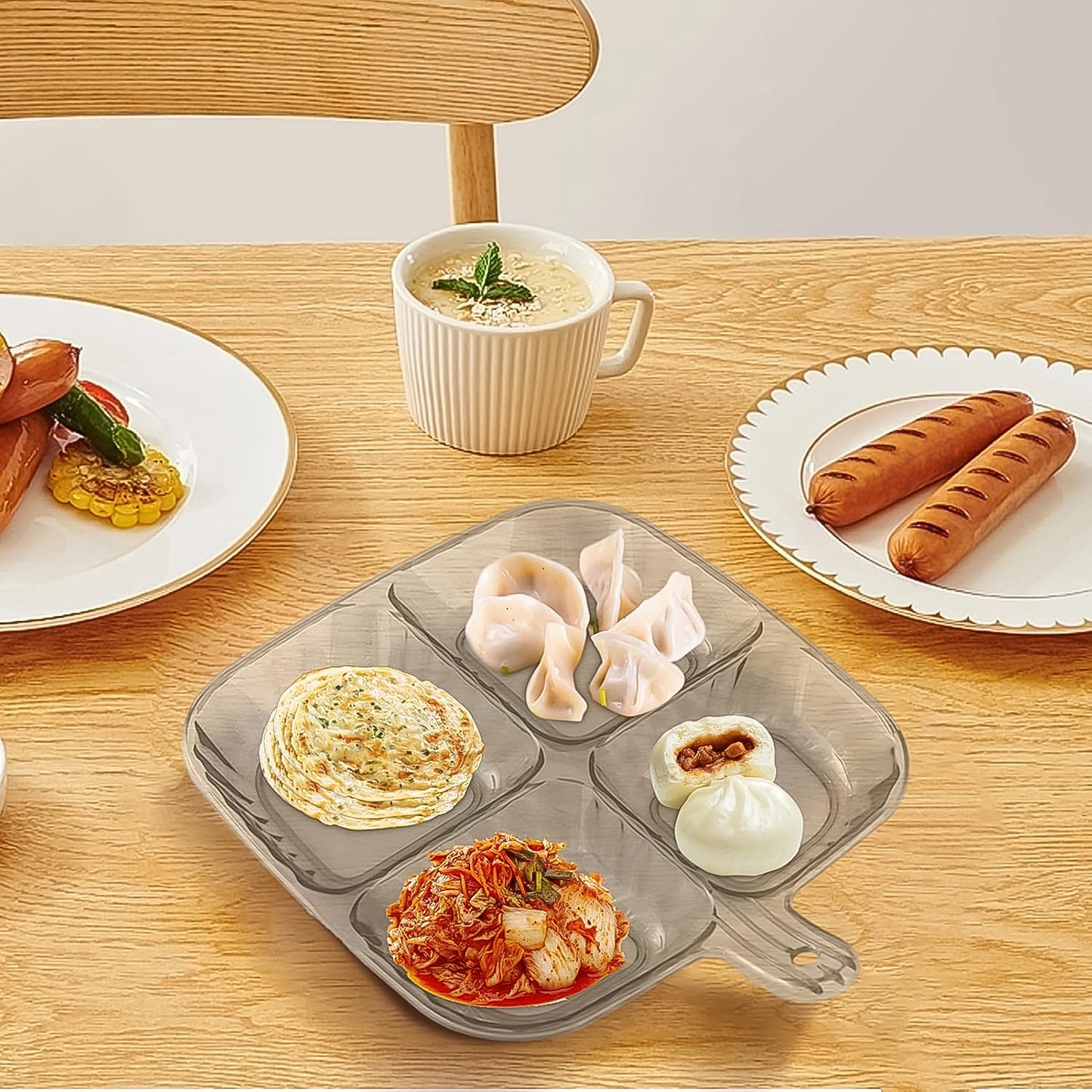 Plastic Kitchen Trays For Serving (4 Compartment  1 Pc) - Happy Price - Image 5