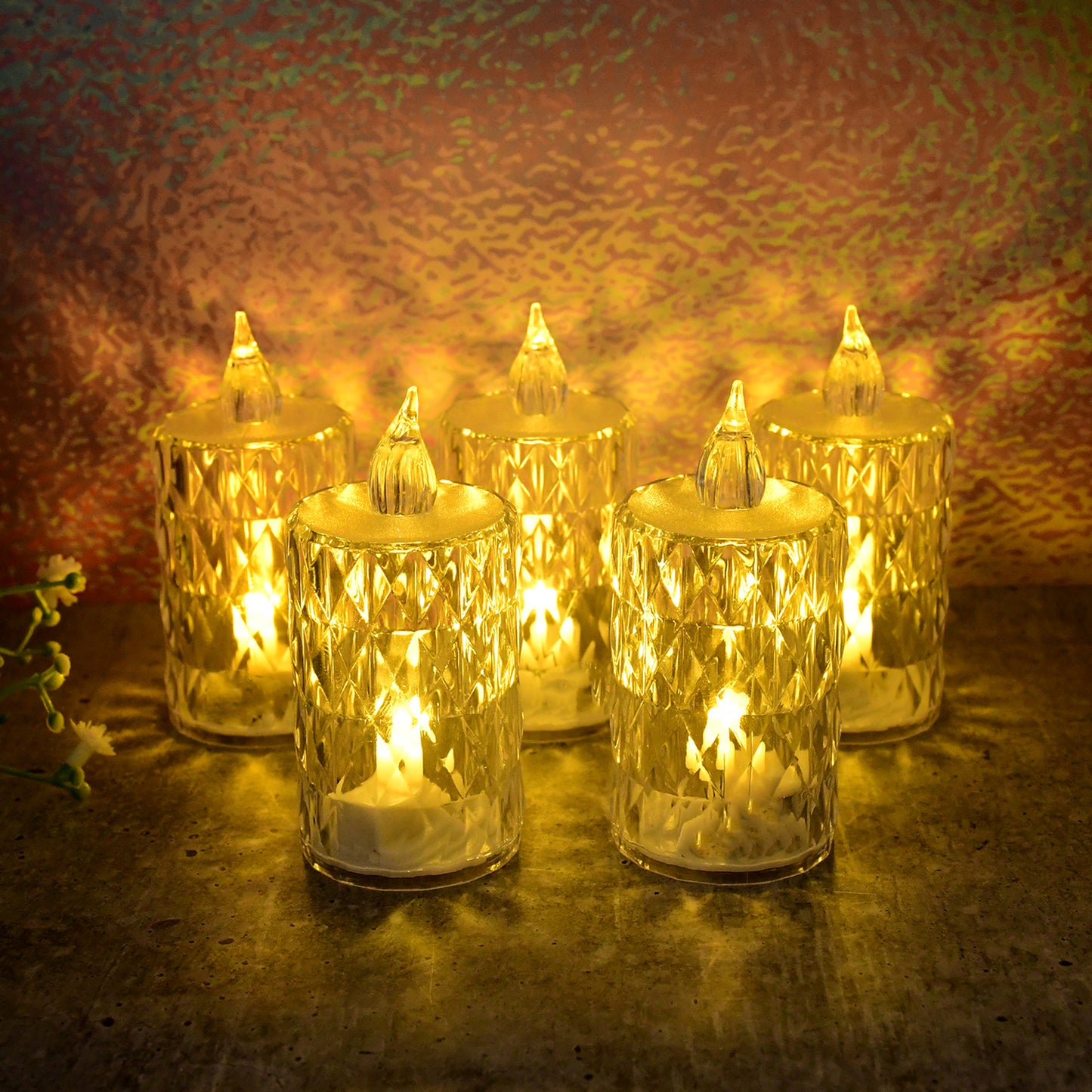 LED Crystal Effect Flameless Candle Set - 5 Pieces for Festive Decor - Happy Price - Image 7