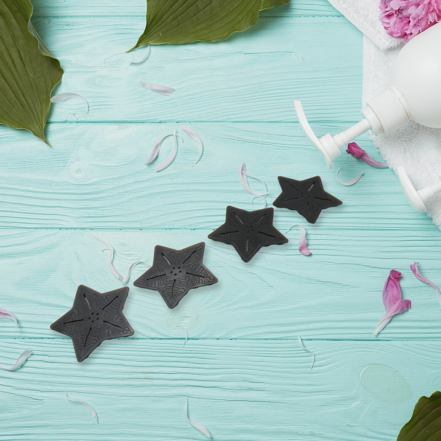 Mini  Pvc Anti-slip Bat Mat Non Slip Baby Bath Mats Mini Child Safety Anti Slip Shower Mats Star Leaf Shaped For Kids (4 Pc Set) - Happy Price - Image 2