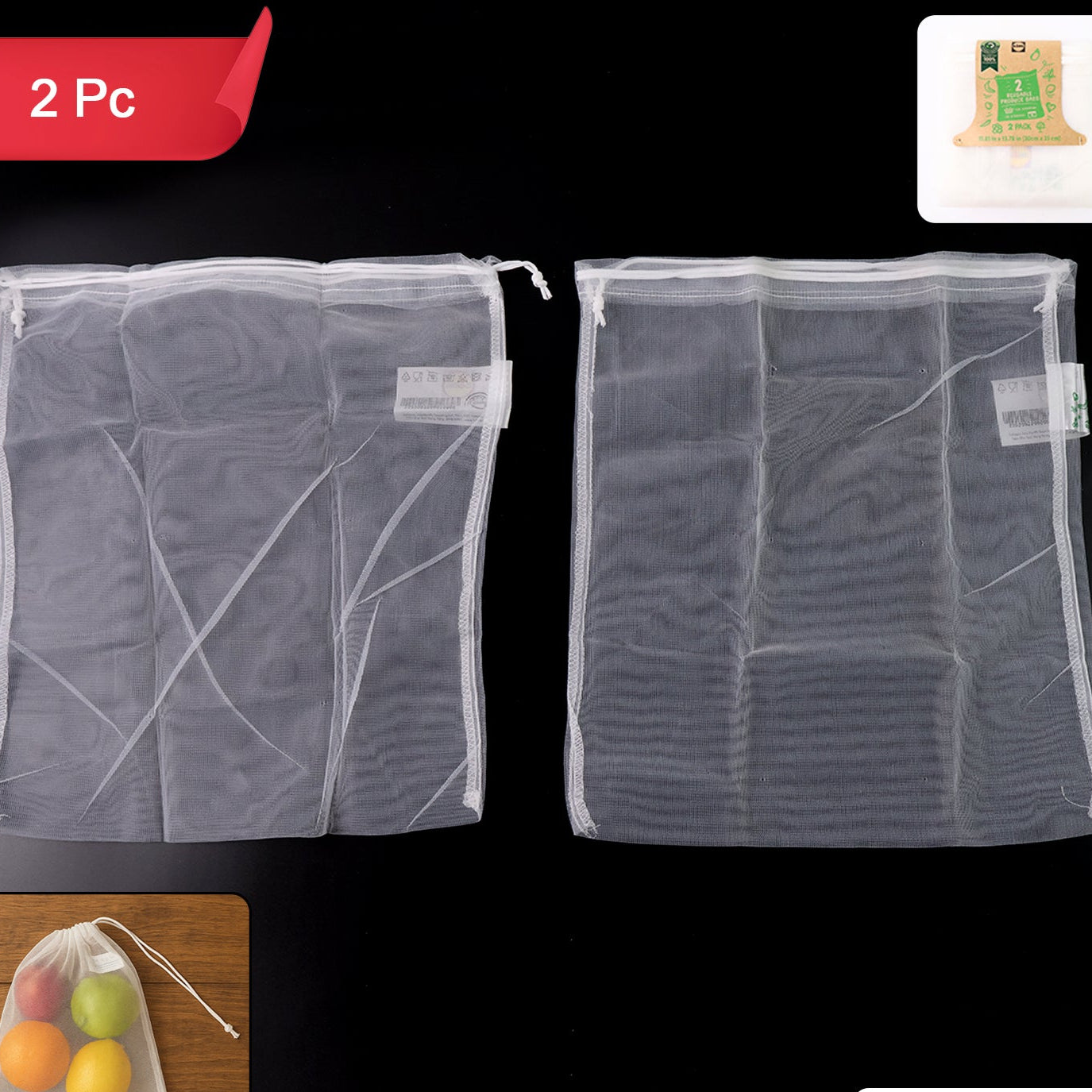Reusable Mesh Produce Bags (2 Pc) - Happy Price - Image 1