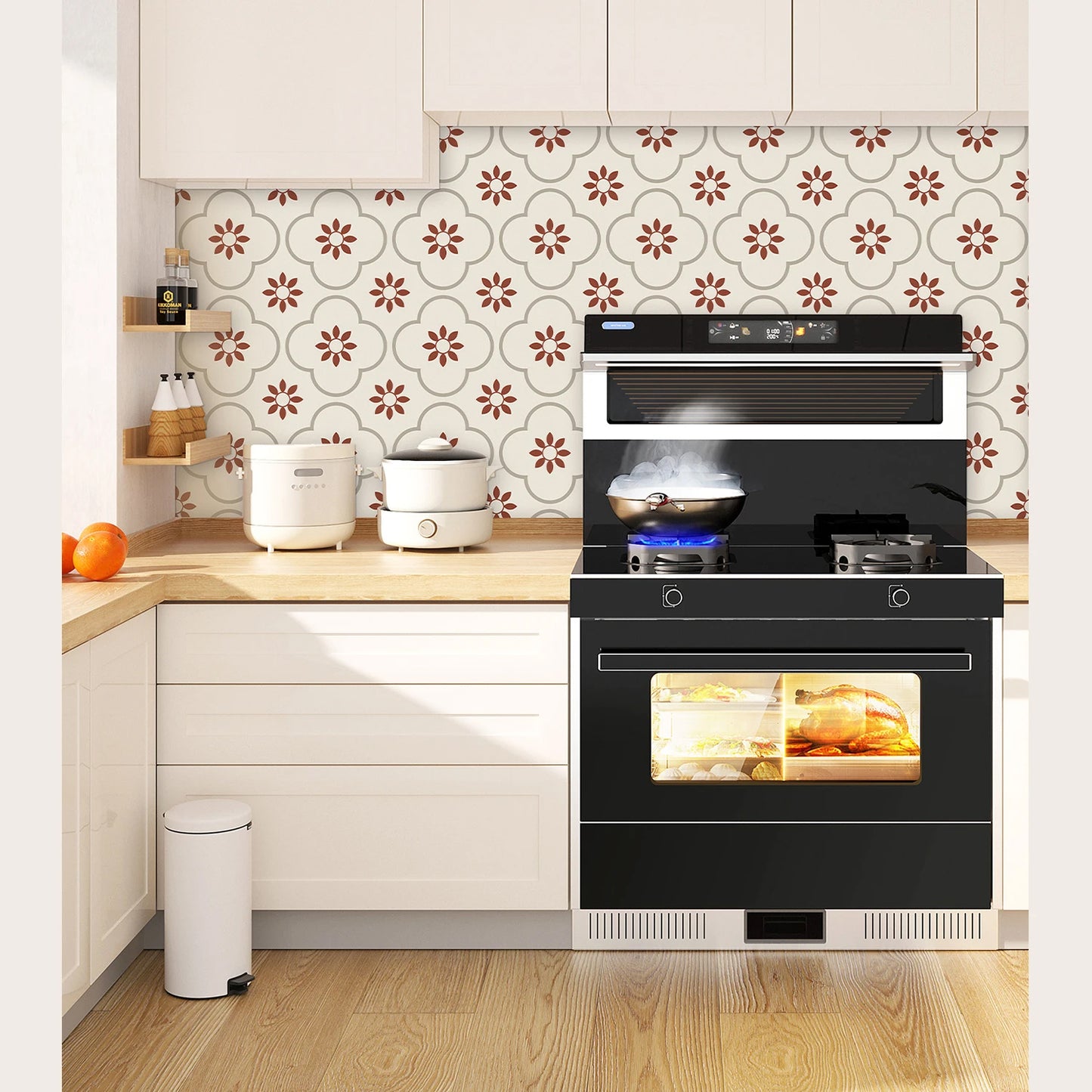 Peel And Stick Floor Tiles Kitchen  Bathroom Backsplash Sticker Detachable Waterproof Diy Tile Stickers For Wall Decoration Tiles Home Decoration (8x8 Inch  1 Pc Tiles) - Happy Price - Image 6