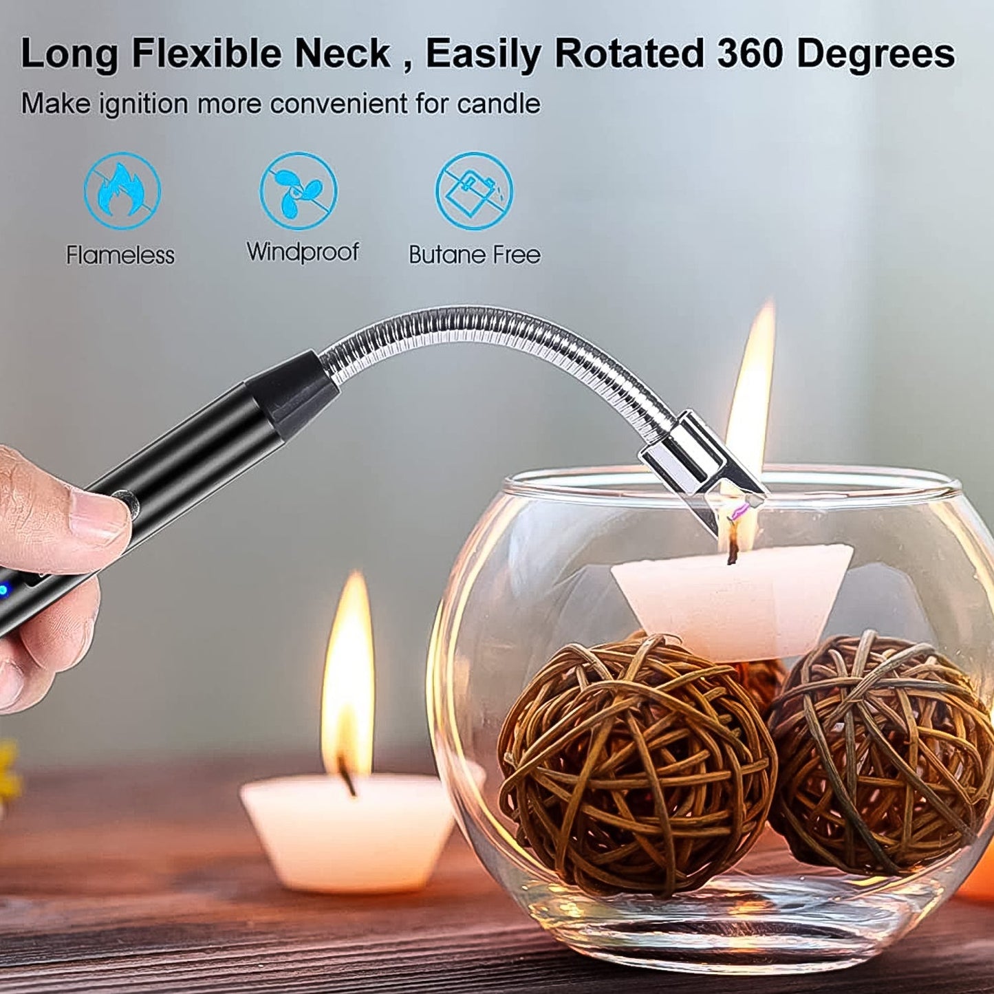Lighter Long Flexible Electric Arc Usb Rechargeable Windproof Flameless Electronic Smoking Plasma Lighters - Happy Price - Image 5