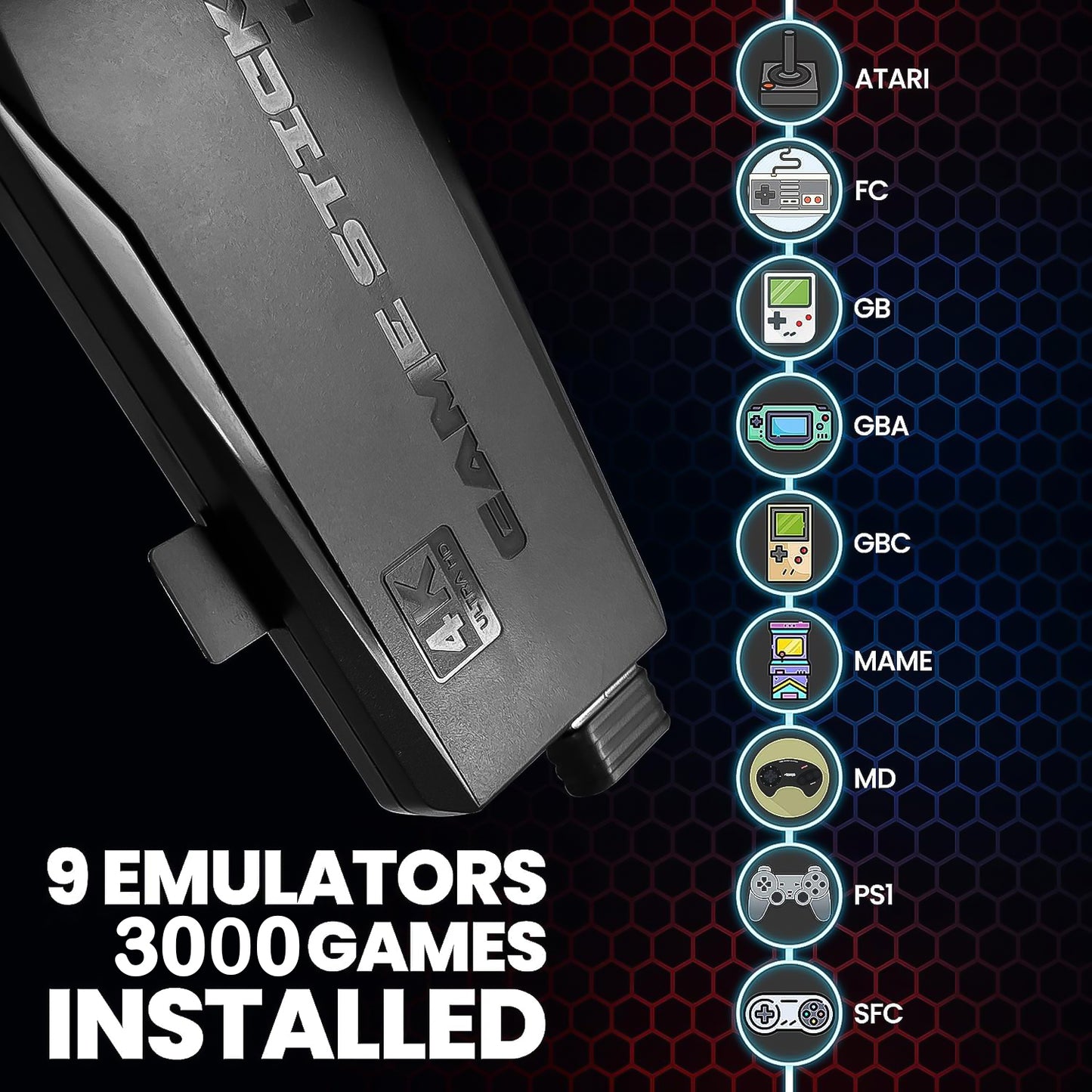 Wireless Controller Gamepad With 10000+ Games 4k Ultra Hd Game Sticks Output And 2.4ghz Wireless Controller Video Games With 64gb Memory Card (1 Set) - Happy Price - Image 4