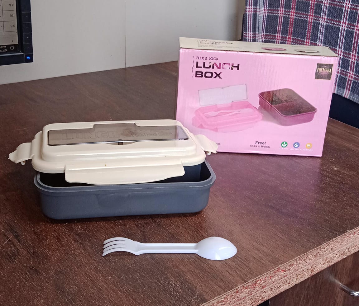 Lunch Box Flex Lock Plastic Liner Lunch Container Portable Tableware Set For Kid Adult Student Children Keep Food Warm - Happy Price - Image 7