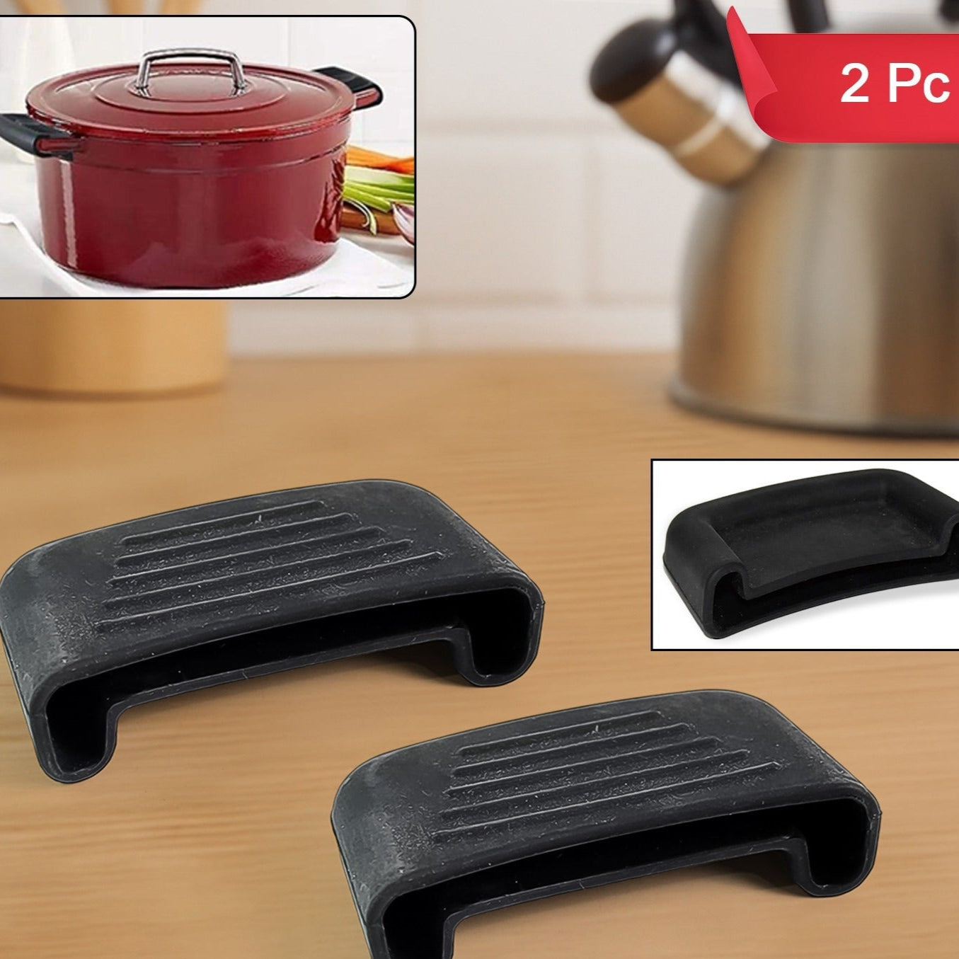 Silicone Rubber Pot Handle Sleeve Cover (2 Pc) - Happy Price - Image 1