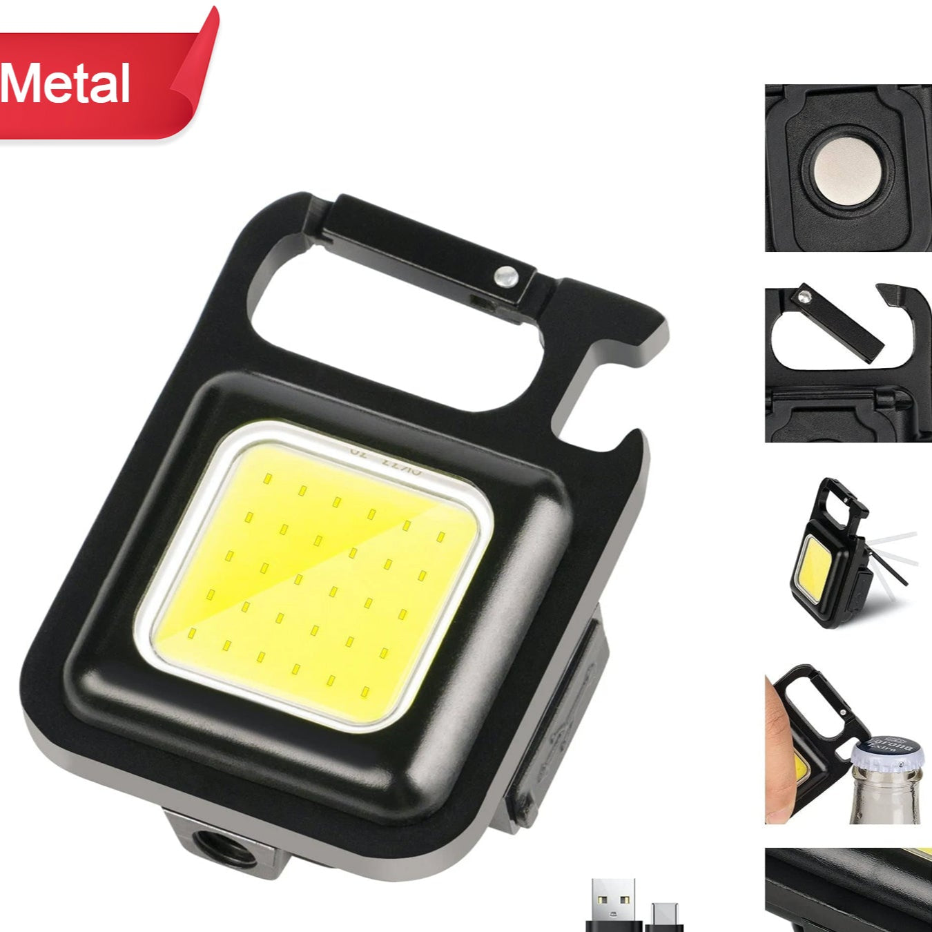 Rechargeable Keychain Mini Flashlight With 4 Light Modesultralight Portable Pocket Light With Folding Bracket Bottle Opener And Magnet Base For Camping Walking - Happy Price - Image 1