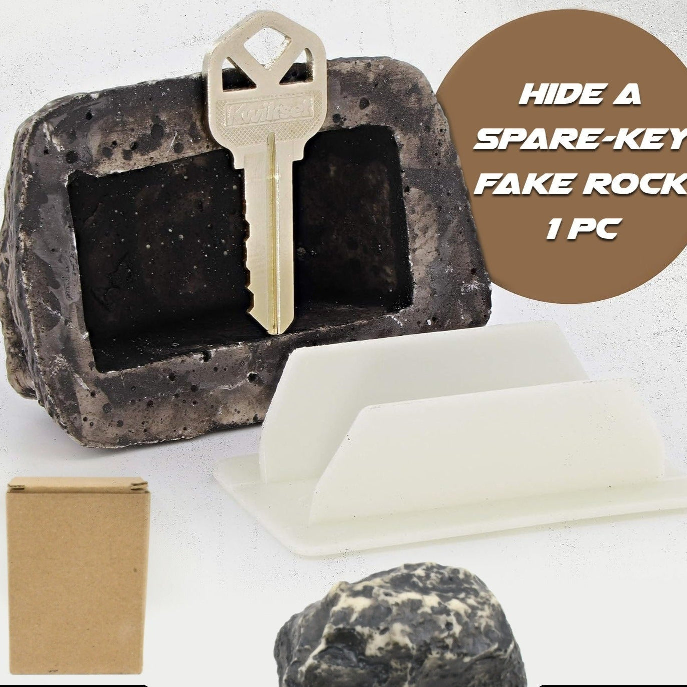 Hide A Key Outside Rock Looks Like A Real Rock - Weatherproof Rock Key Perfect For Emergencies - Fake Rock Key Hider Outside Decorative (1 Pc) - Happy Price - Image 1