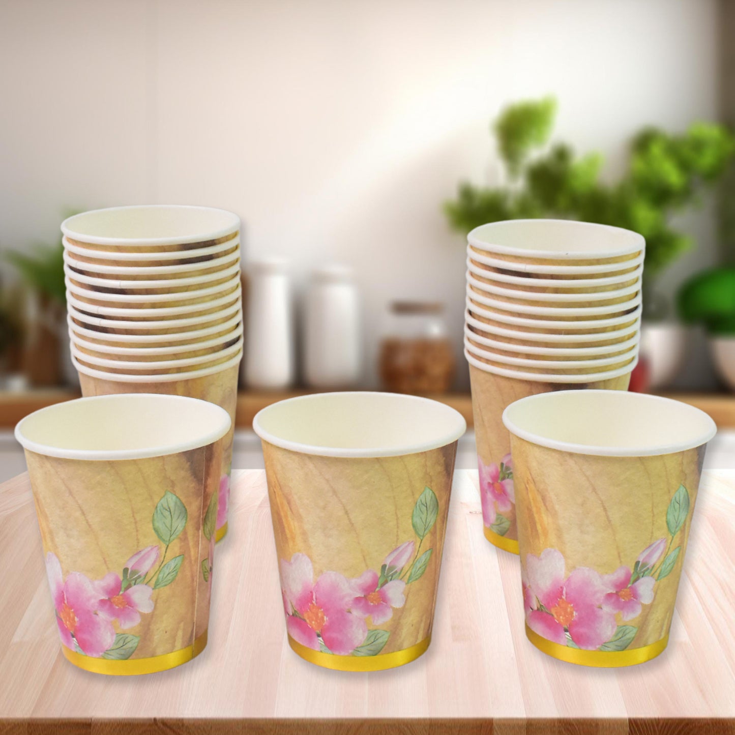 Disposable Paper Cups Disposable Tea Coffee Cups (24 Pcs Set  Mix Color  Design) - Happy Price - Image 2