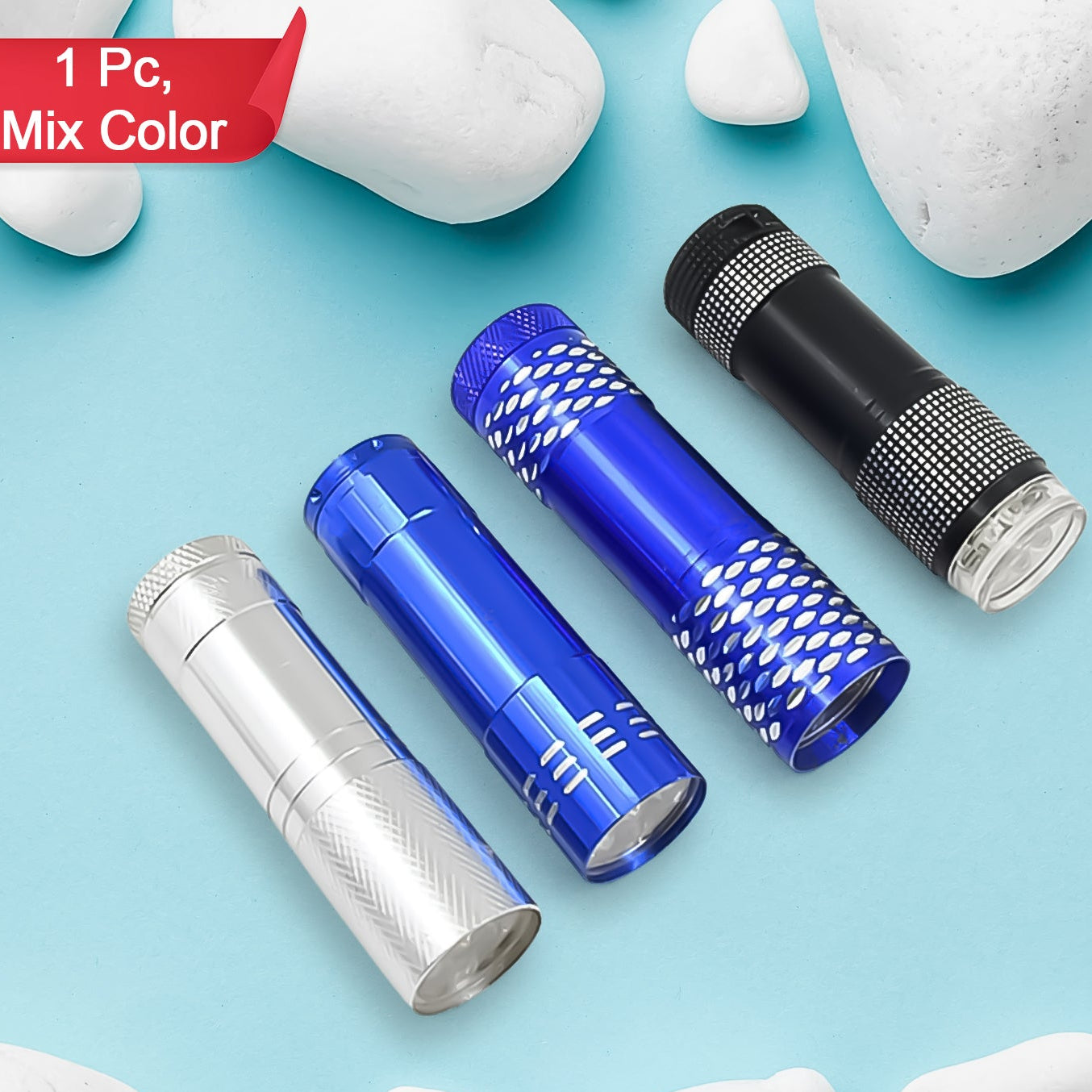Portable Mini Torch Super-bright Mini 9 Led Bulb Pocket Torches - Torch Flashlight For Camping Hiking Diy Travelling Outdoors And More 3 Battery Operated (Battery Not Included  1 Pc  Mix Color) - Happy Price - Image 1