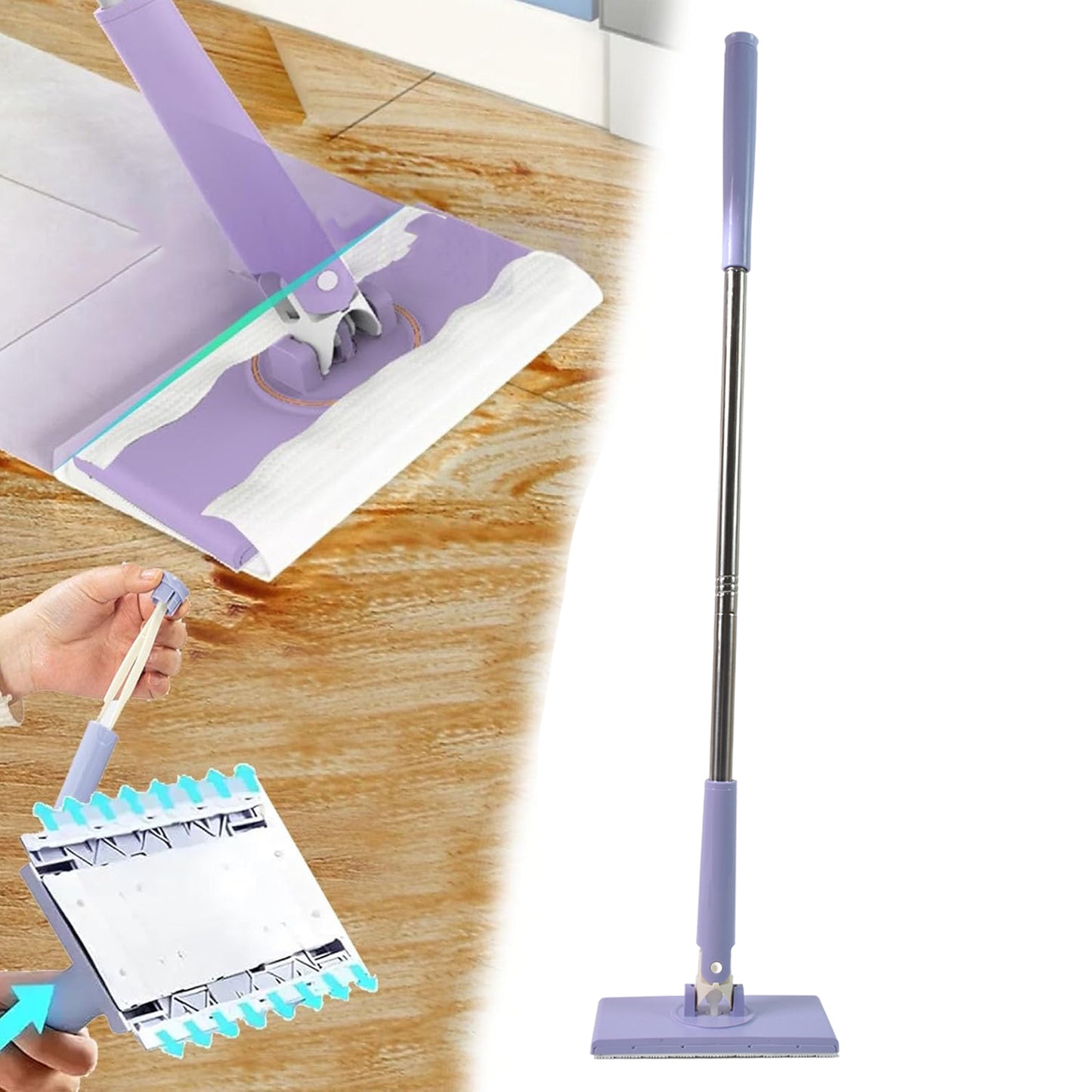 Automatic Cloth Changing Mini Mop With Push Pull Cloth Changing Handle (1 Pc) - Happy Price - Image 2