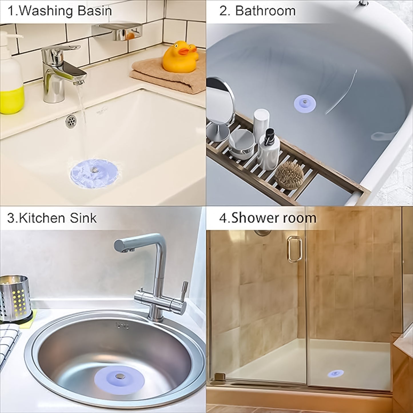 Creative 2-in-1 Blue Silicone Sewer Sink Sealer Cover Drainer (Multicolour  1 Pc) - Happy Price - Image 3