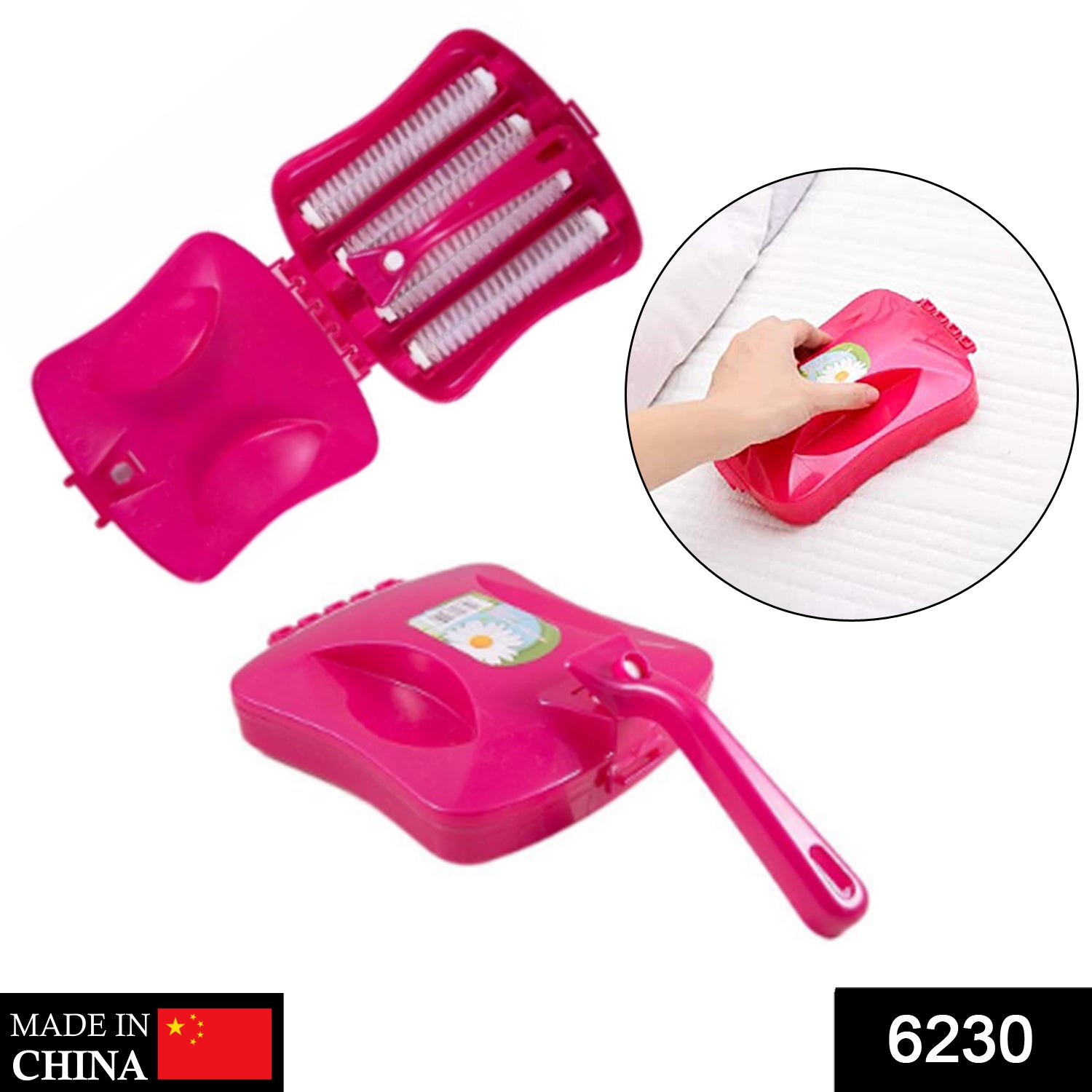 Plastic Handheld Carpet Roller Brush Cleaning With Dust Crumb Collector Wet And Dry Brush - Happy Price - Image 1