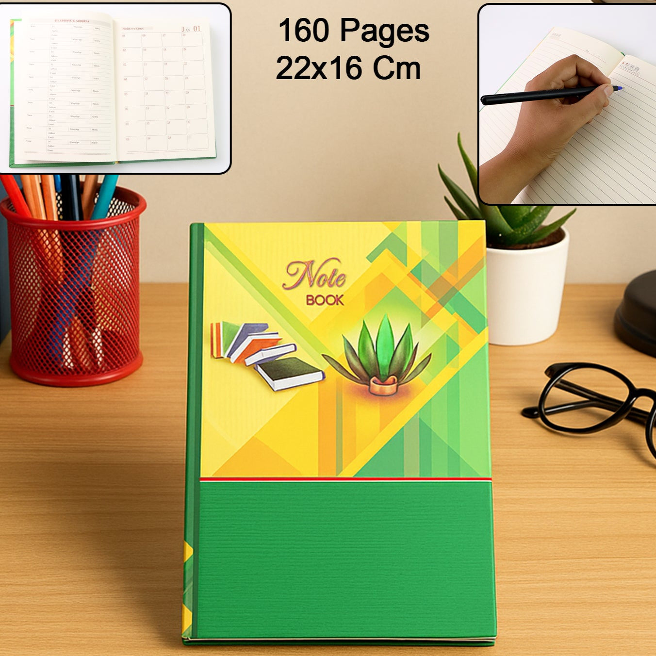 Hardcover Ruled Notebook With Calendar  160 Pages 22x16 Cm (1 Pc) - Happy Price - Image 1