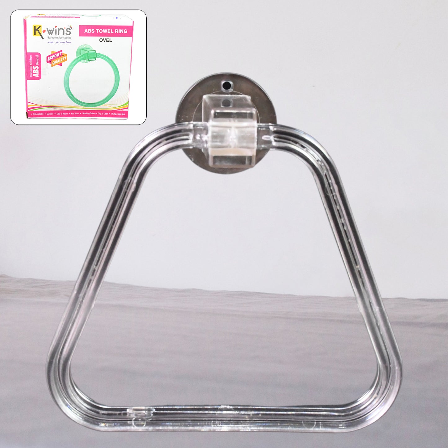 Unbreakable Abs Square Towel Ring Wall Mounted Stand  Holder (1 Pc) - Happy Price - Image 2