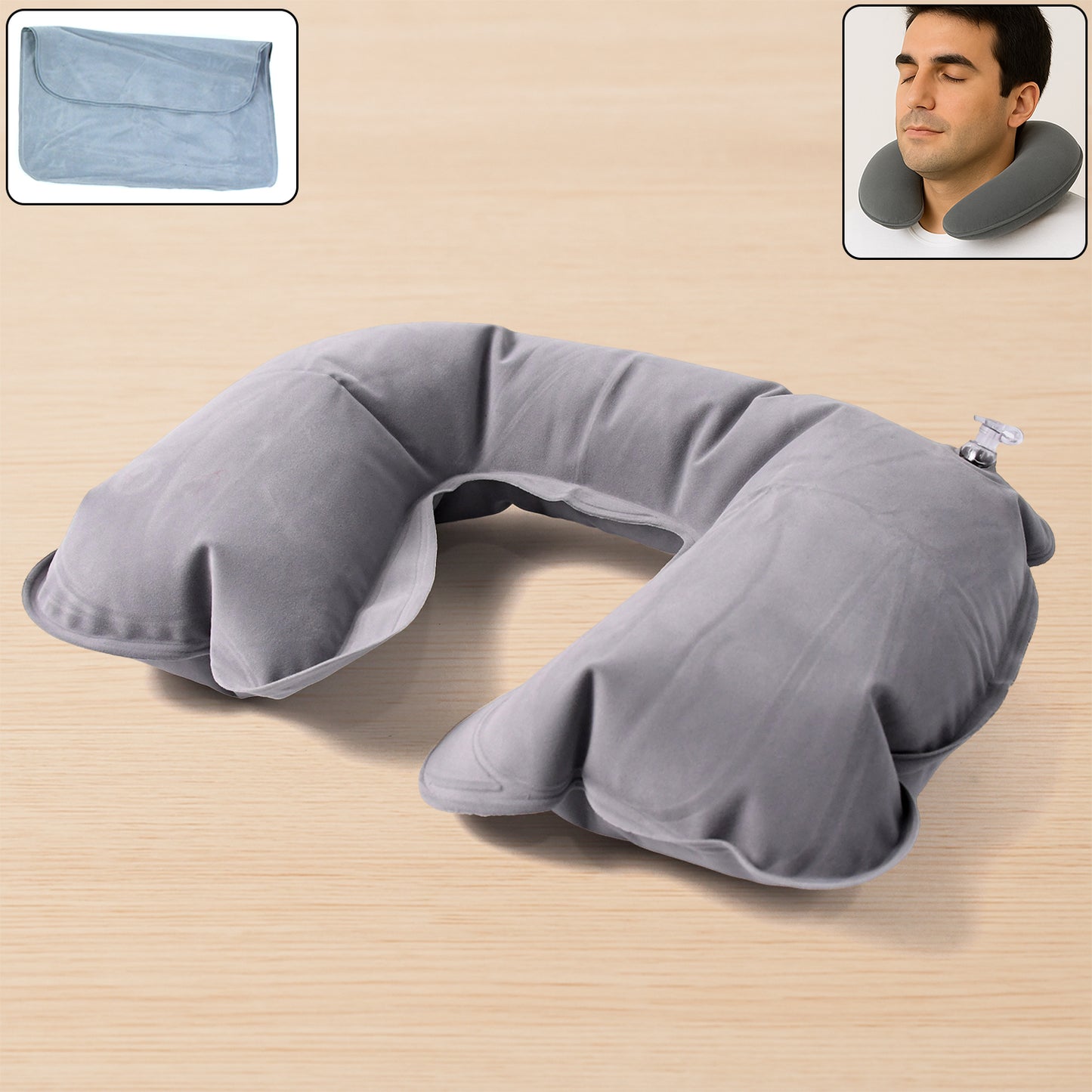 Inflatable  Foldable Pillow U Shape Air Cushion Travel Pillow Travel Business Trip Neck Pillow For Long Trips Ideal For Men  Women Portable And Perfect For Backpacking Car Camping And Even Airplane Travel - Happy Price - Image 2