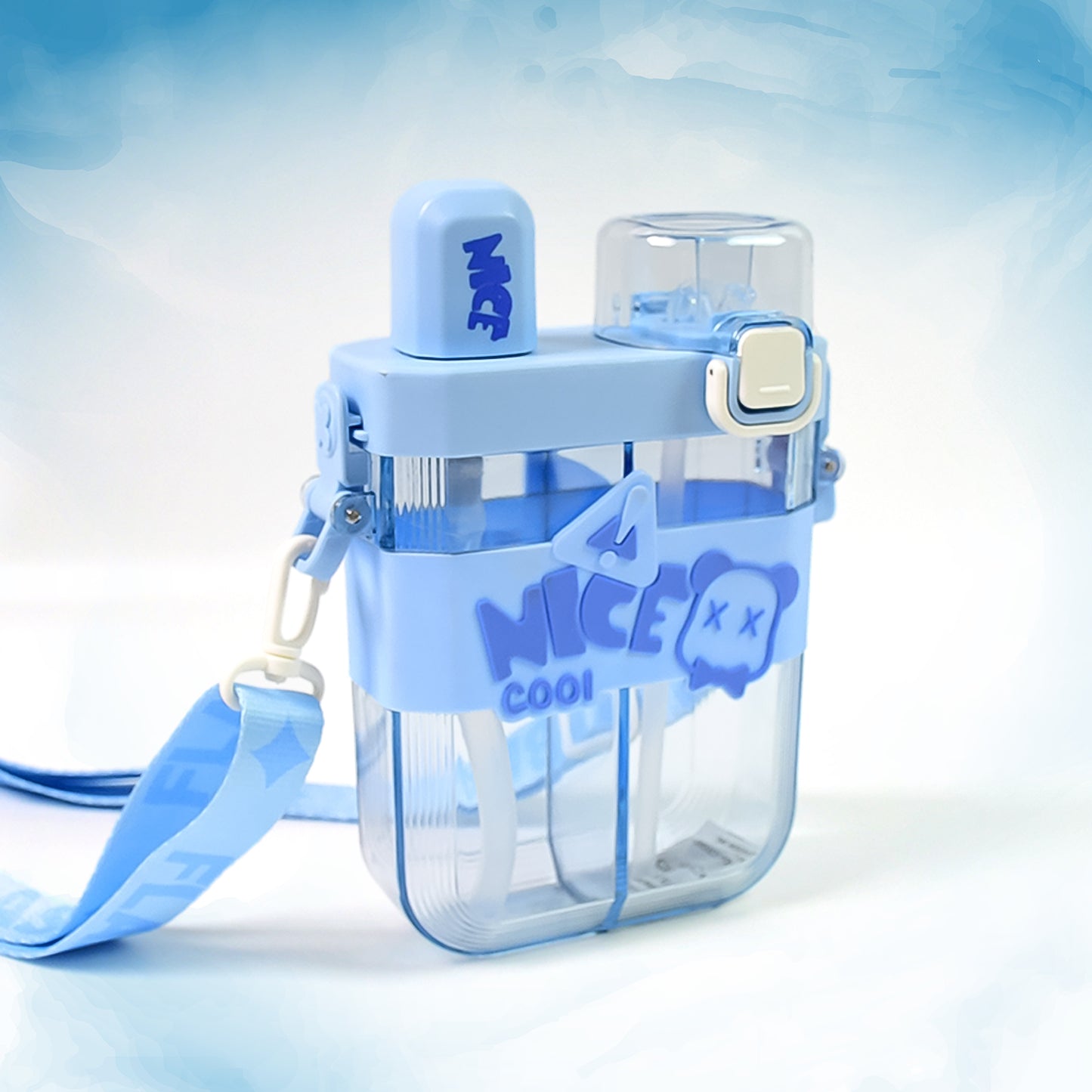 2in1 Dual Compartment Water Bottle With Straw And Adjustable Shoulder Straps (1 Pc  Multi Color) - Happy Price - Image 6