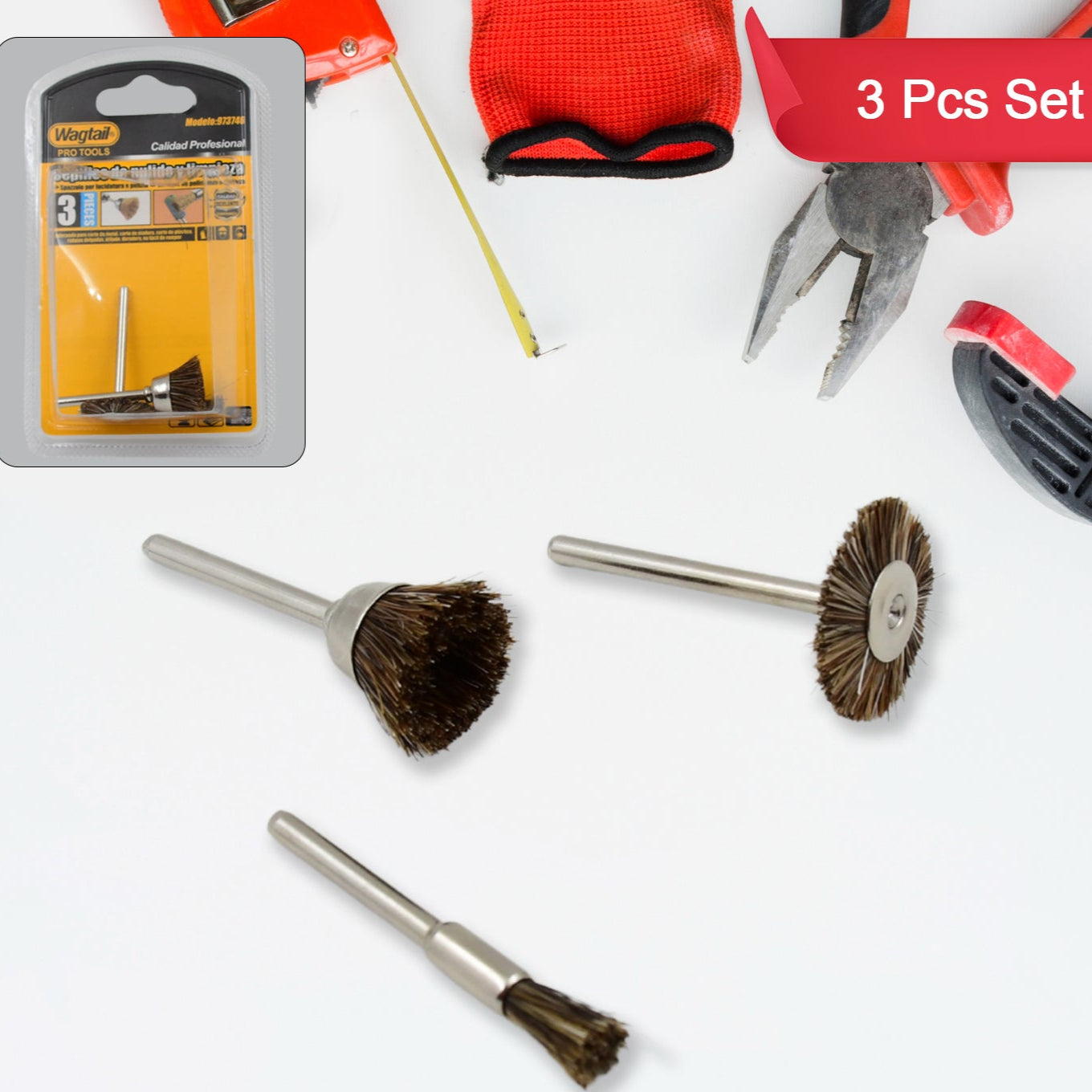 Brass Wire Wheels 3 Pcs Brass Wire Wheels Rust Removal Tool - Happy Price - Image 1