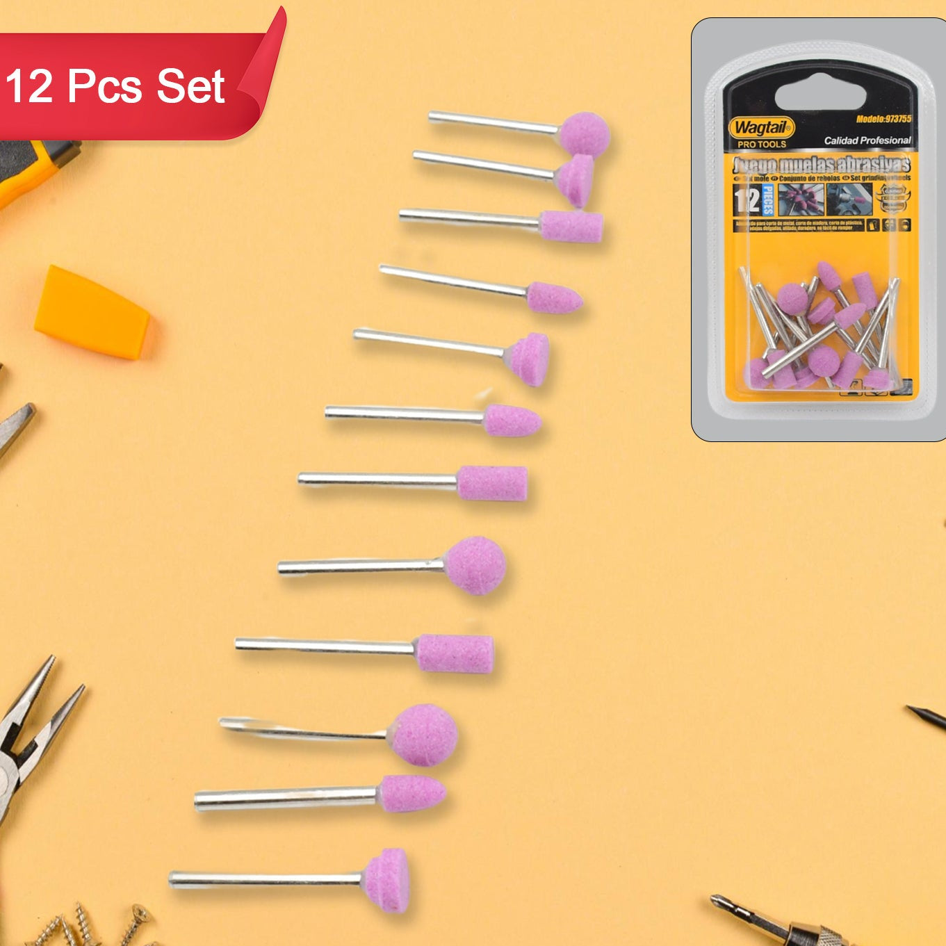 Grinding Wheels Head Grinding Head (Different Design  12 Pcs Set) - Happy Price - Image 1