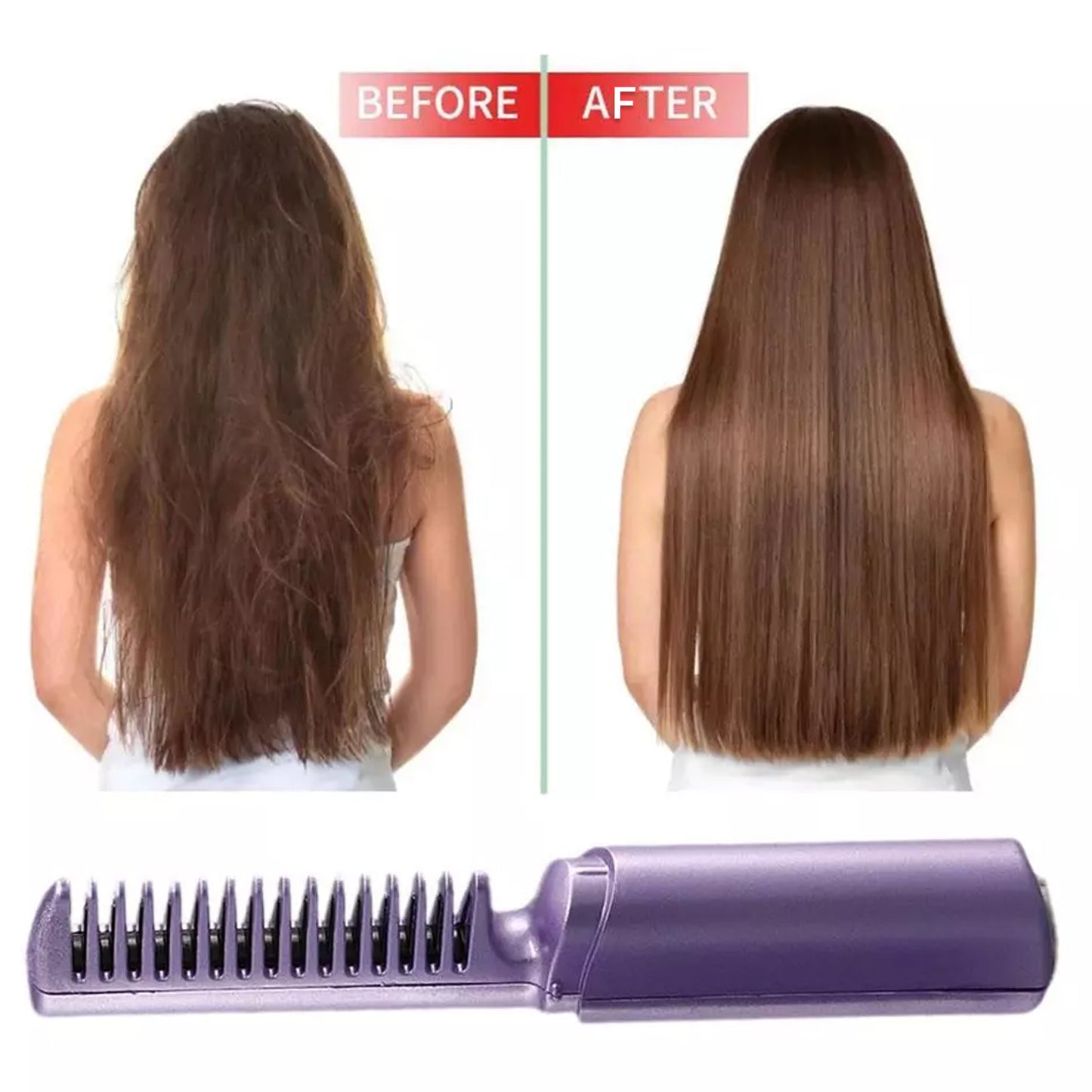 Rechargeable Mini Hair Straightener Travel Portable Usb Charging Cordless Hair Straightener Bursh Three Temperature Adjustments Flat Iron Comb (1 Pc) - Happy Price - Image 5