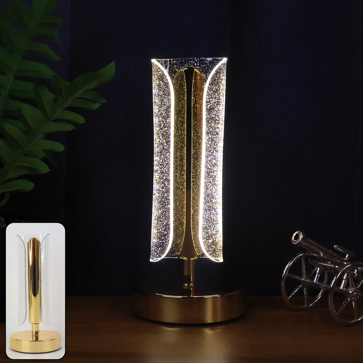 Tall Crystal Cylinder LED Table Lamp with USB Charging - Modern Bedside & Desk Light (1 Pc) - Happy Price - Image 7