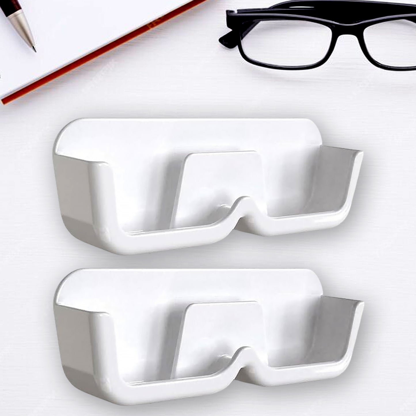 Wall Mount Sunglass Organizer Simple Space Saving Glasses Storage Box Eyewear Stand Holder For Showcase Bedroom Apartment With 2 Pc Double Sided Adhesive Sticker (2 Pcs Set) - Happy Price - Image 2