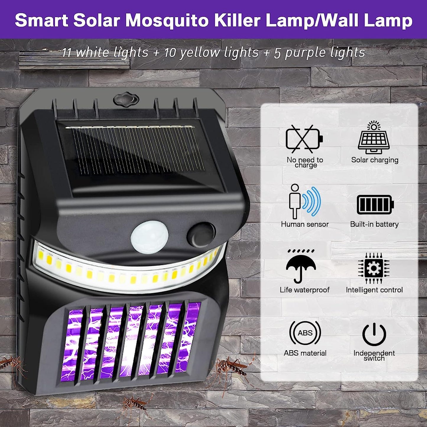 Bug Zapper Outdoor 2 In 1 Solar Mosquito Zapper Lamps (1 Pc) - Happy Price - Image 3