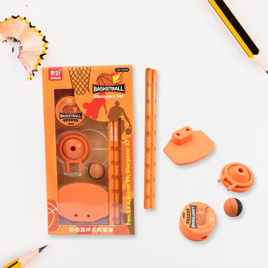 Stationary Kit Football  Basketball Theme Stationary Set For Kids Pencil Sharpener Eraser Set For Kids Boys  Girls Birthday Return Gift Stationary Set - Happy Price - Image 1