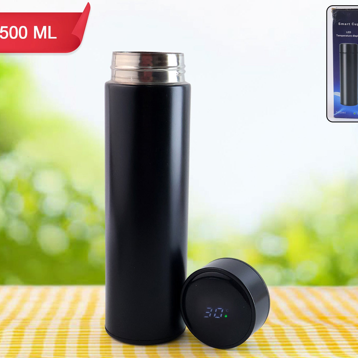 Black Vacuum Insulated Water Bottle (1 Pc  500ml) - Happy Price - Image 1