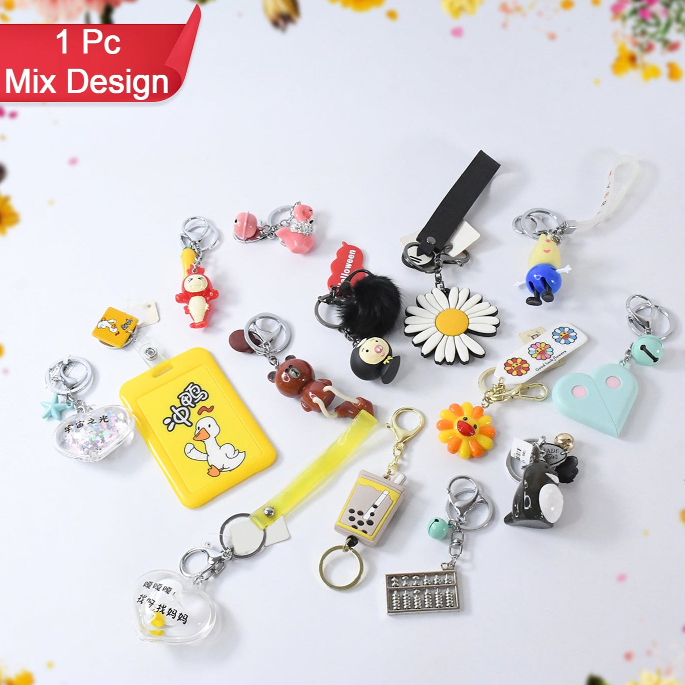 Mix Design  Size Keychain - Durable  Stylish Accessory (1 Pc  Mix Color) - Happy Price - Image 1