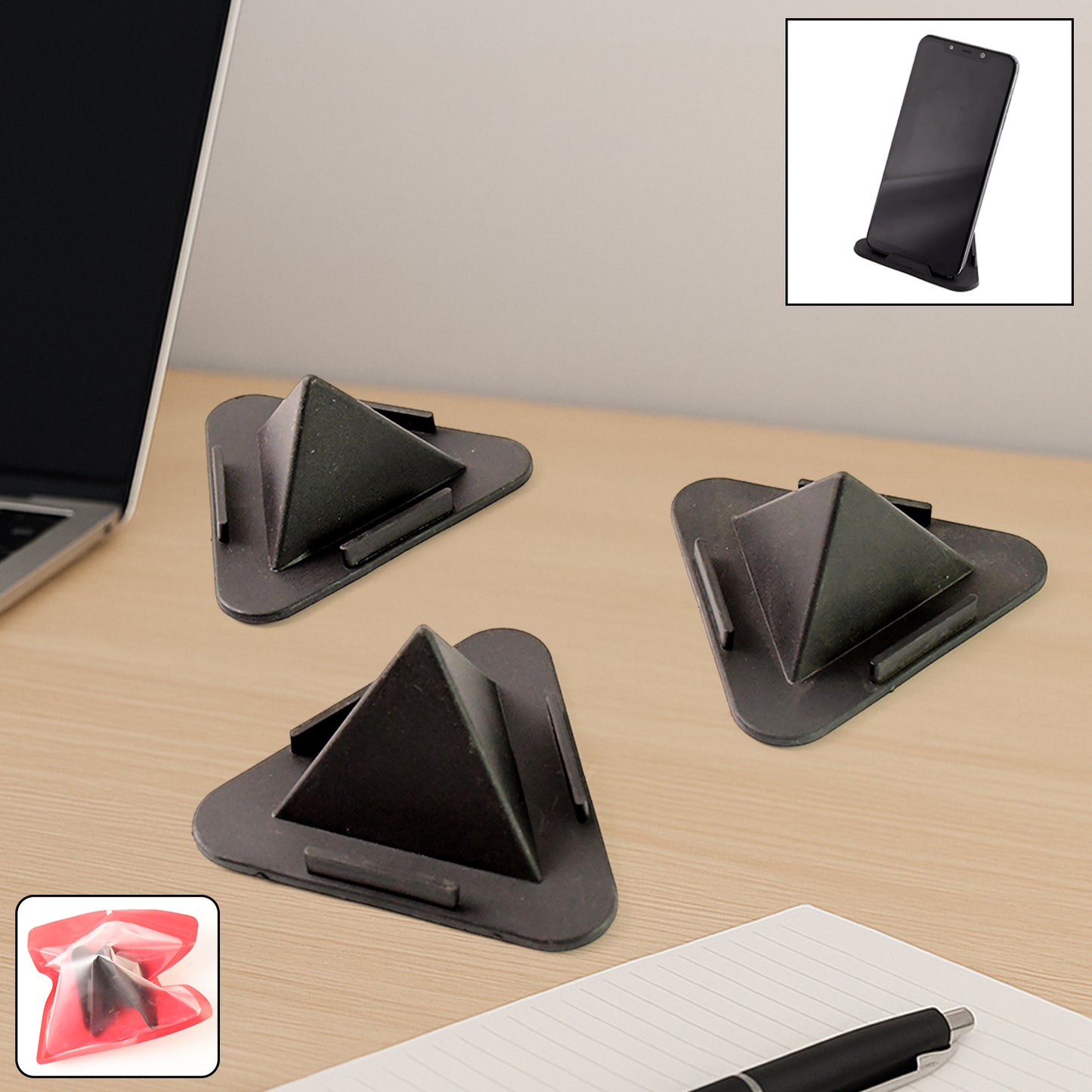 Pyramid Mobile Stand With 3 Different Inclined Angles (3 Pc Set) - Happy Price - Image 2