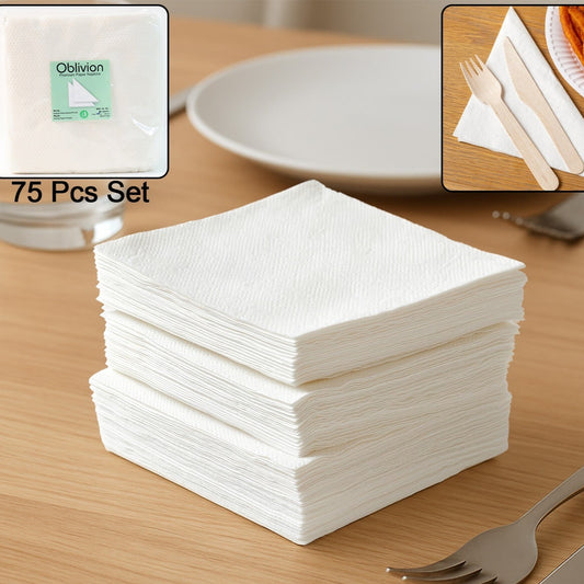Soft  Absorbent Disposable Tissue Napkins   Paper (75 Pc) - Happy Price - Image 1