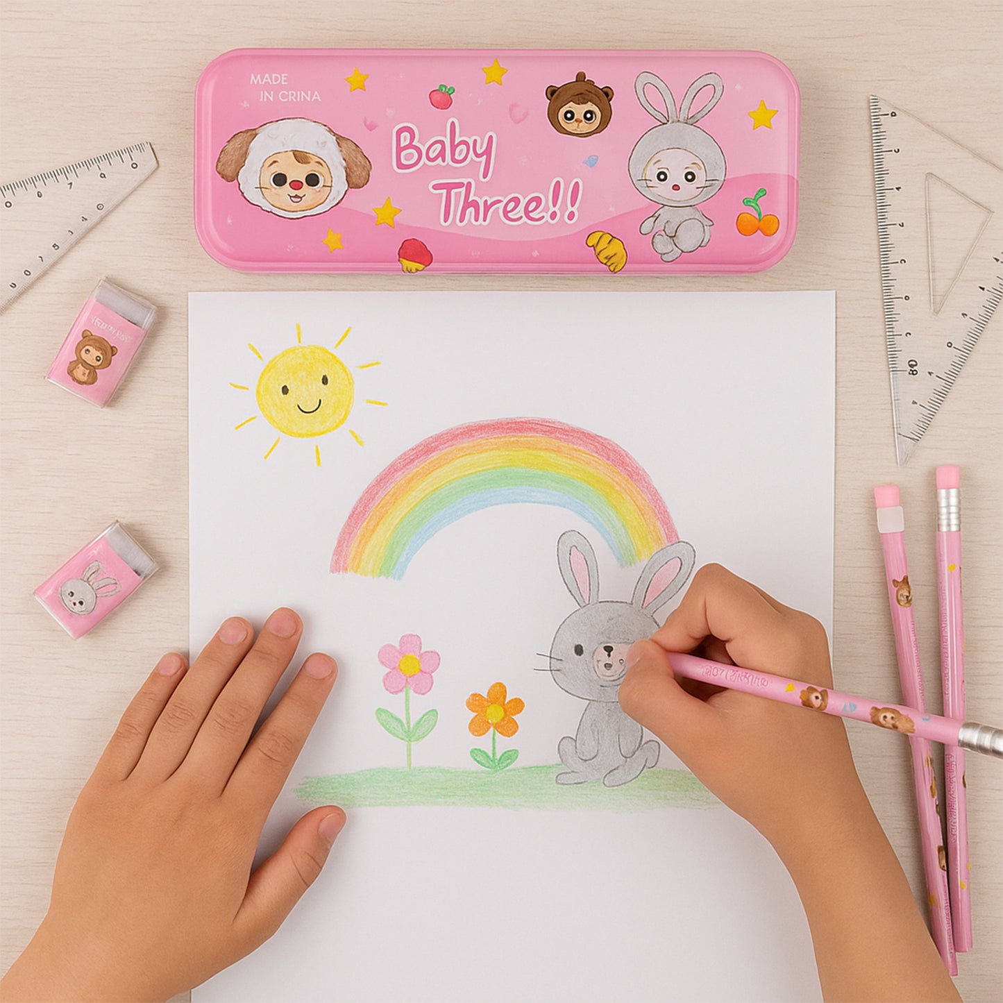 Cartoon Stationery Gift Set For Kids (14 Pc) - Happy Price - Image 3