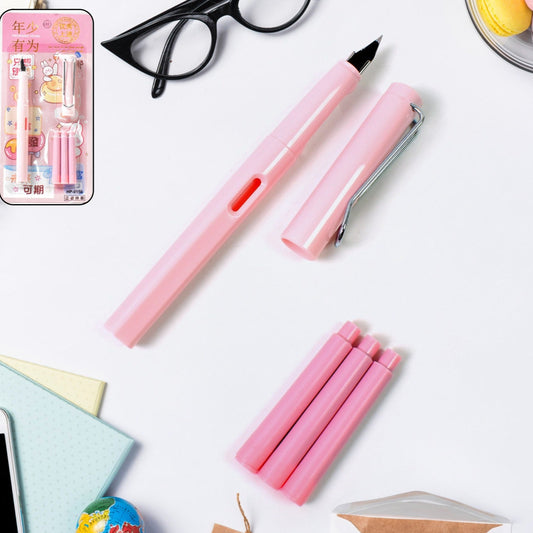 Fountain Blue Pen With 3 Refills (1 Set) - Happy Price - Image 1