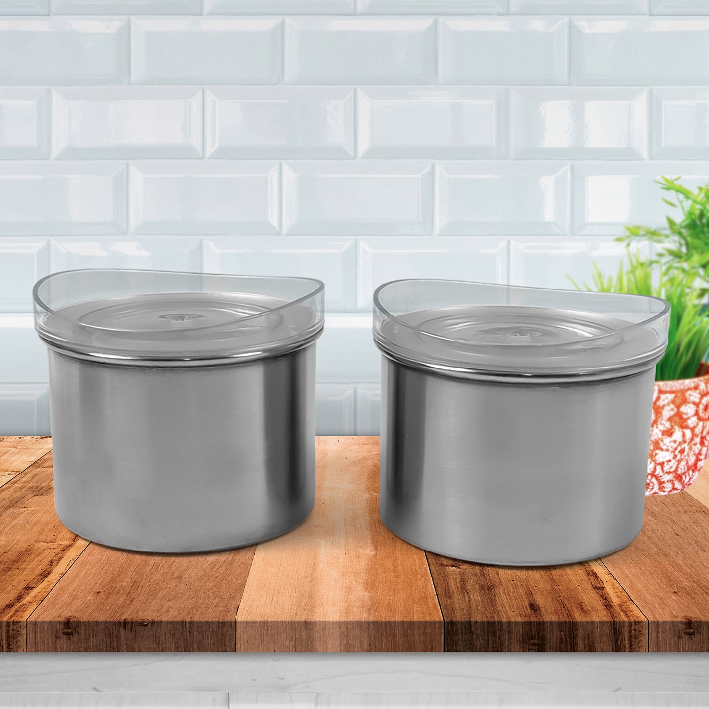 Multipurpose Stainless Steel Airtight Containers With See Through Lid (2 Pc  500 Ml) - Happy Price - Image 2