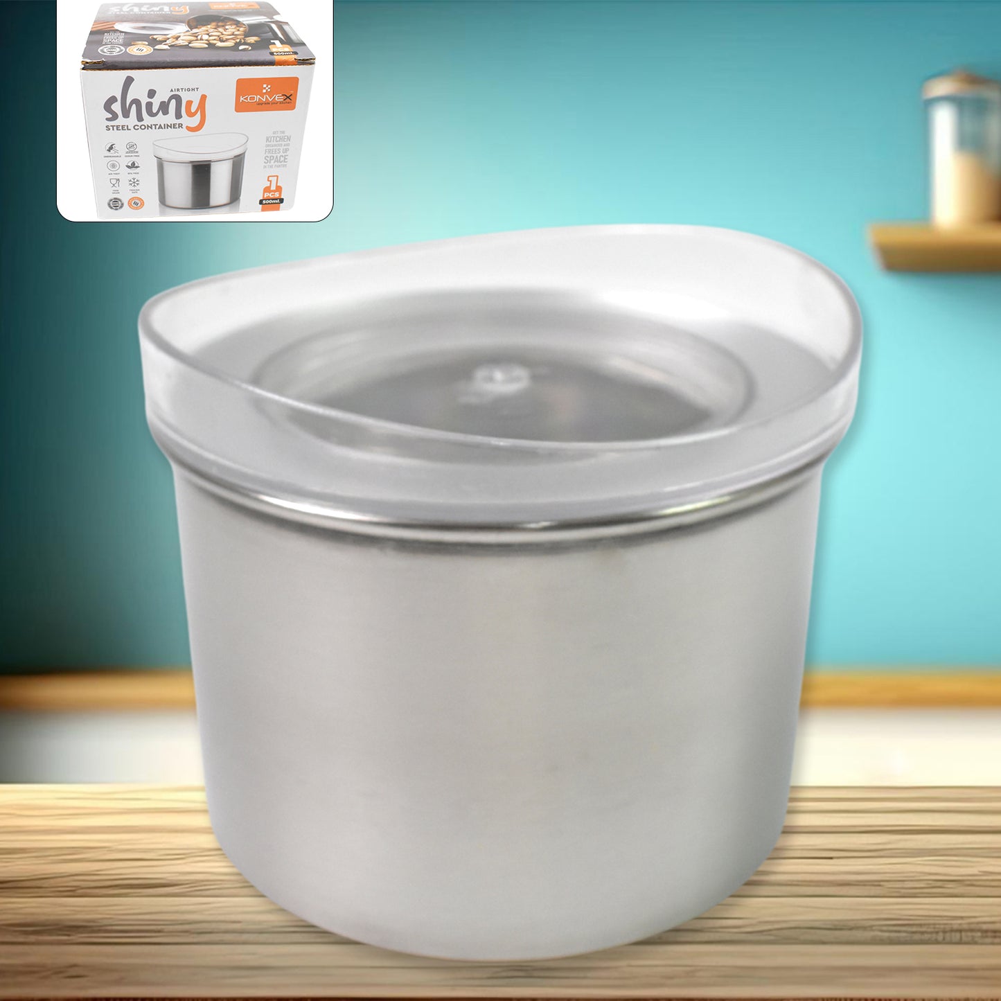 Multipurpose Stainless Steel Airtight Containers With See Through Lid (1 Pc  500 Ml) - Happy Price - Image 2