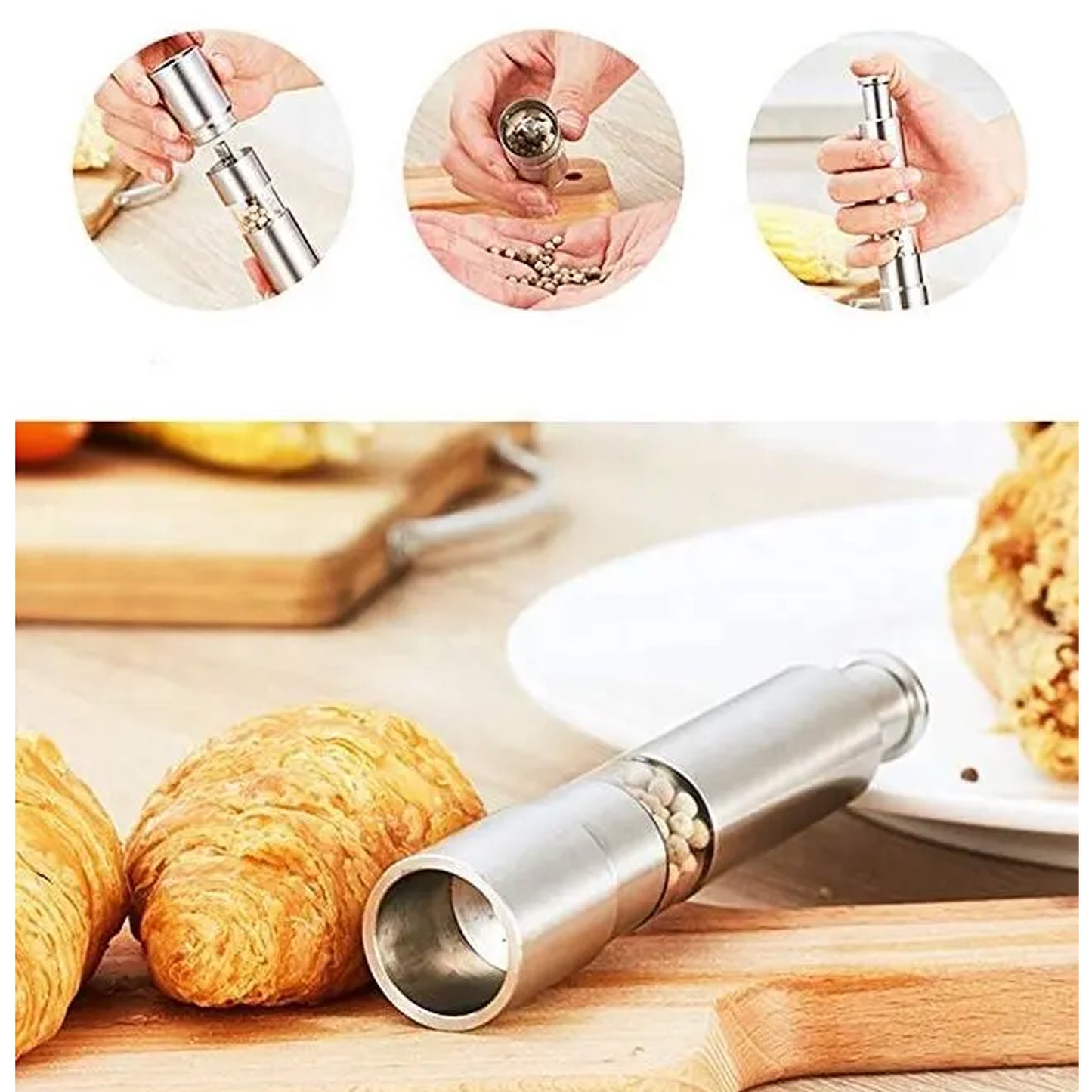 Stainless Steel Thumb Presser Salt And Pepper Grinder (1 Pc) - Happy Price - Image 5