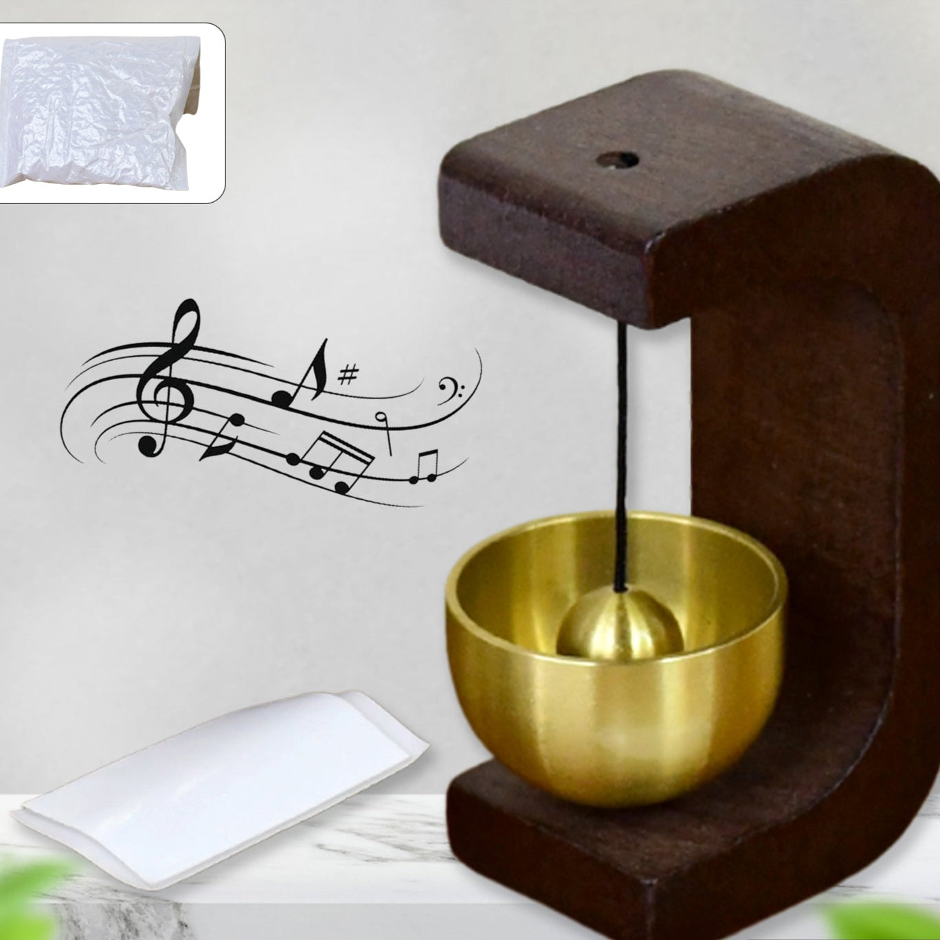 Japanese Style Desktop Zen Bell with Wooden Stand (1 Pc) - Happy Price - Image 1