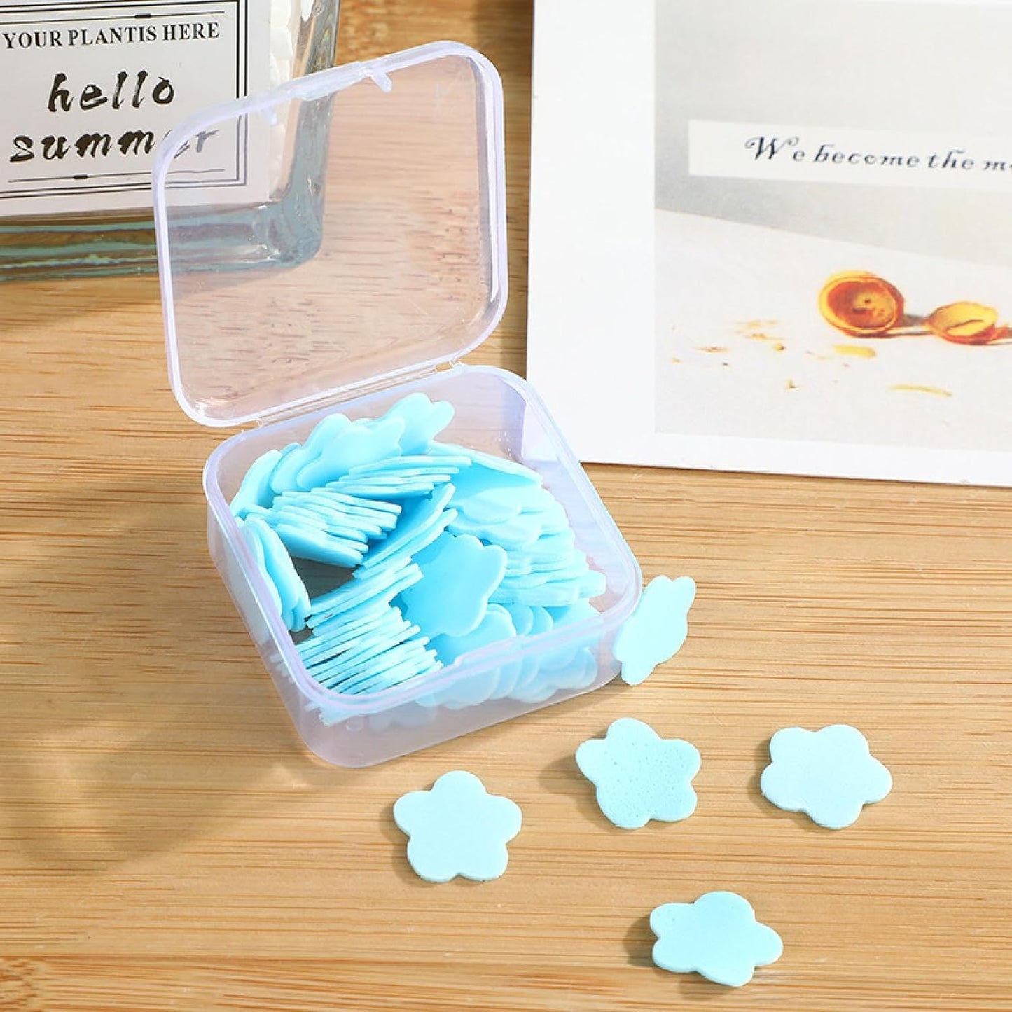 Mini Portable Travel Soap Paper Sheets Flower Shape (100 Pcs Set Approx  Mix Color) - Happy Price - Image 5