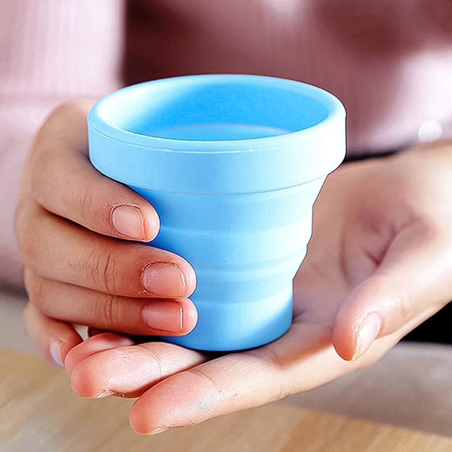 Round Silicone Foldable Glass Foldable Travel Mug Without Lid (1 Pc) - Happy Price - Image 3