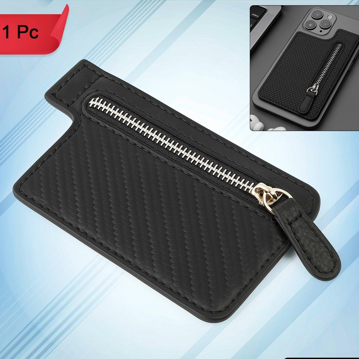 Black Adhesive Card Phone Holder Card Wallet Phone Attachment (1 Pc) - Happy Price - Image 1