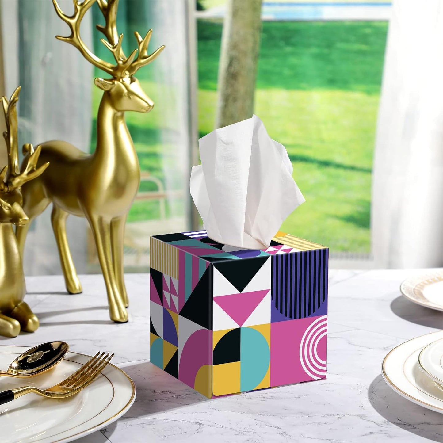 Tissues Cube Box  Stylish And Practical Tissue Holder For Home  Office (50 Pcs Set Approx) - Happy Price - Image 3