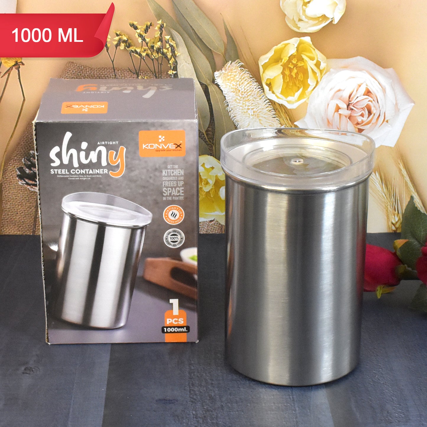 Multipurpose Stainless Steel Airtight Containers With See Through Lid (1 Pc  1000 Ml) - Happy Price - Image 2