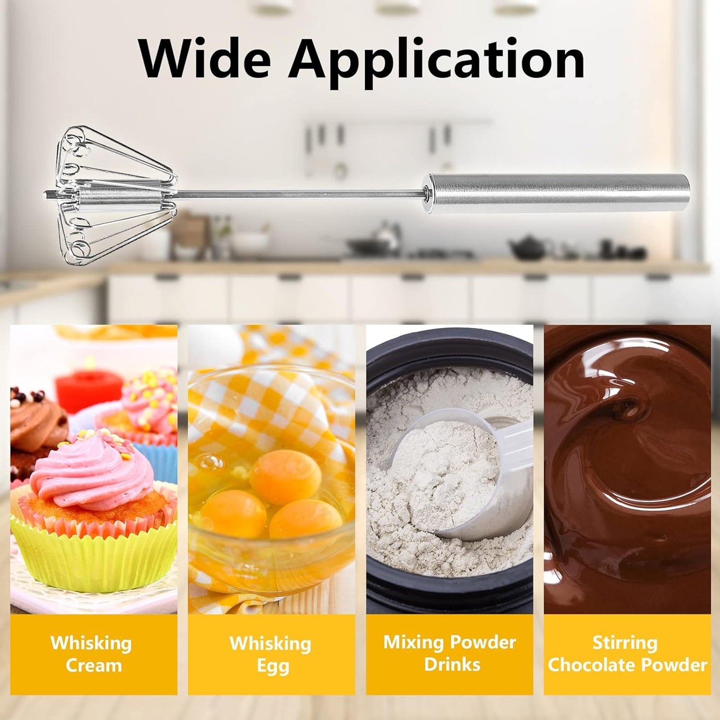 Small Stainless Steel Egg Whisk Hand Push Rotary Whisk Blender (1 Pc  27 Cm) - Happy Price - Image 6