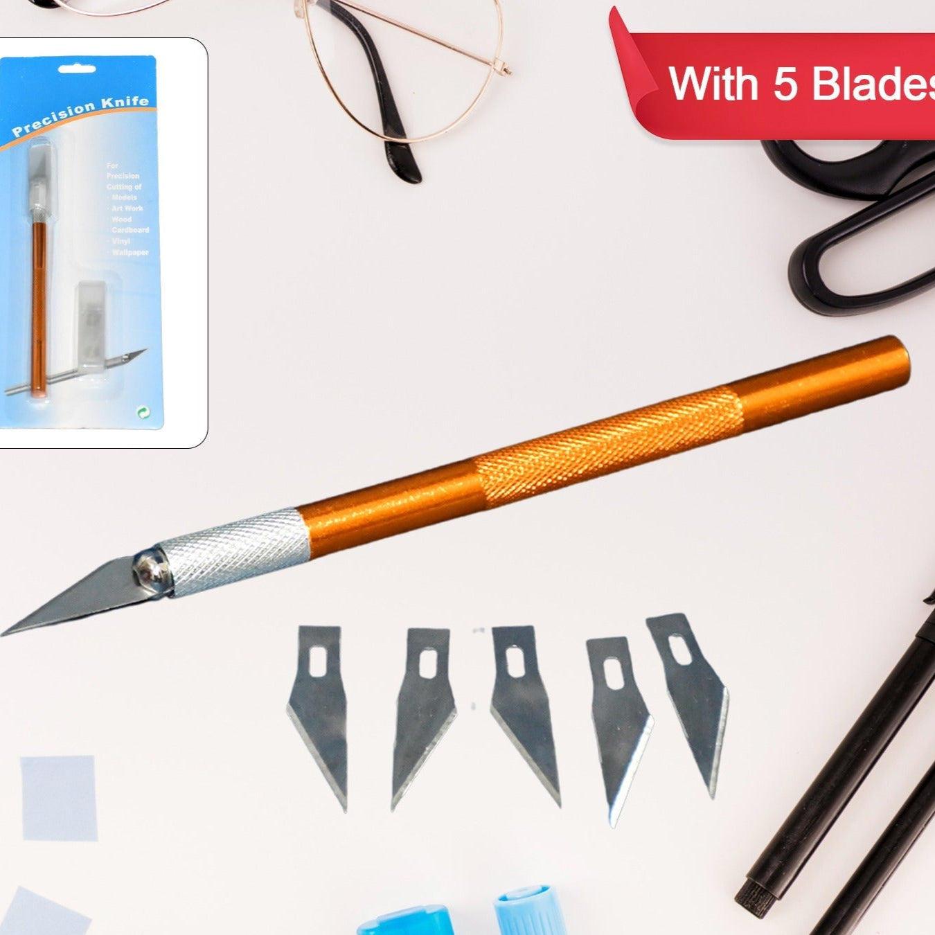 Precision Electronic Spices Hand Repair Cutting Knife With 5 Extra Sharp Blade (1 Set) - Happy Price - Image 1