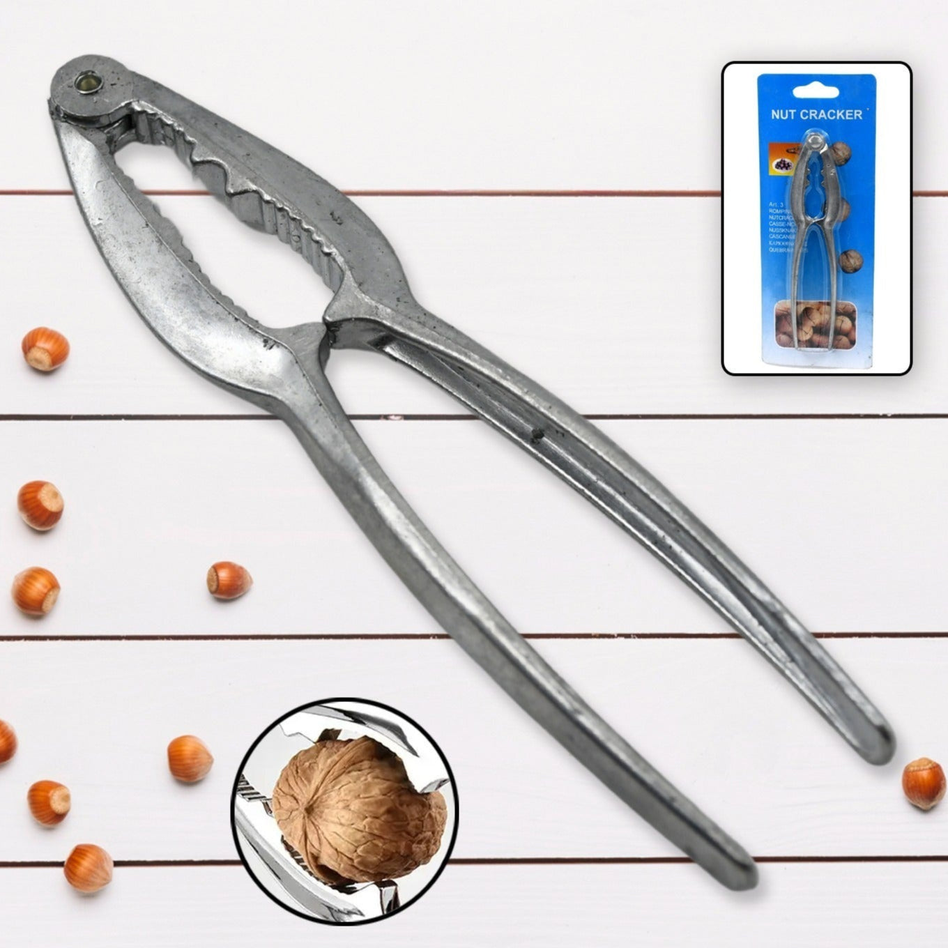 Small Walnut Cracker Luxury Die Cast Stainless Alloy Nut Cutter Walnut Clamp Plier Portable Smart Walnut Akhrot Household Open Core Pliers For All Nuts - Happy Price - Image 1