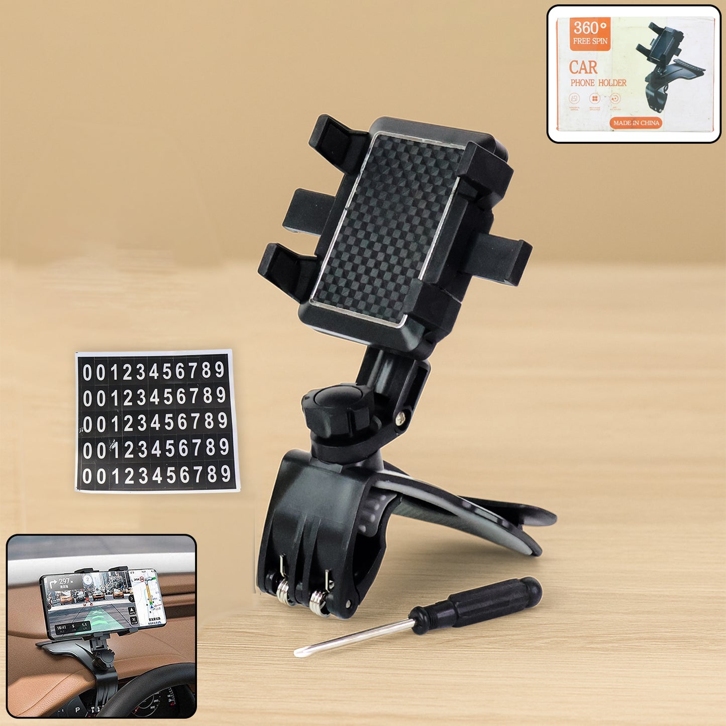 Adjustable Car Phone Mount Stand with 360° Rotation - Universal Fit - Happy Price - Image 6