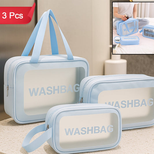 3-in-1 Waterproof Transparent Travel Toiletry Bag Set - Happy Price - Image 1